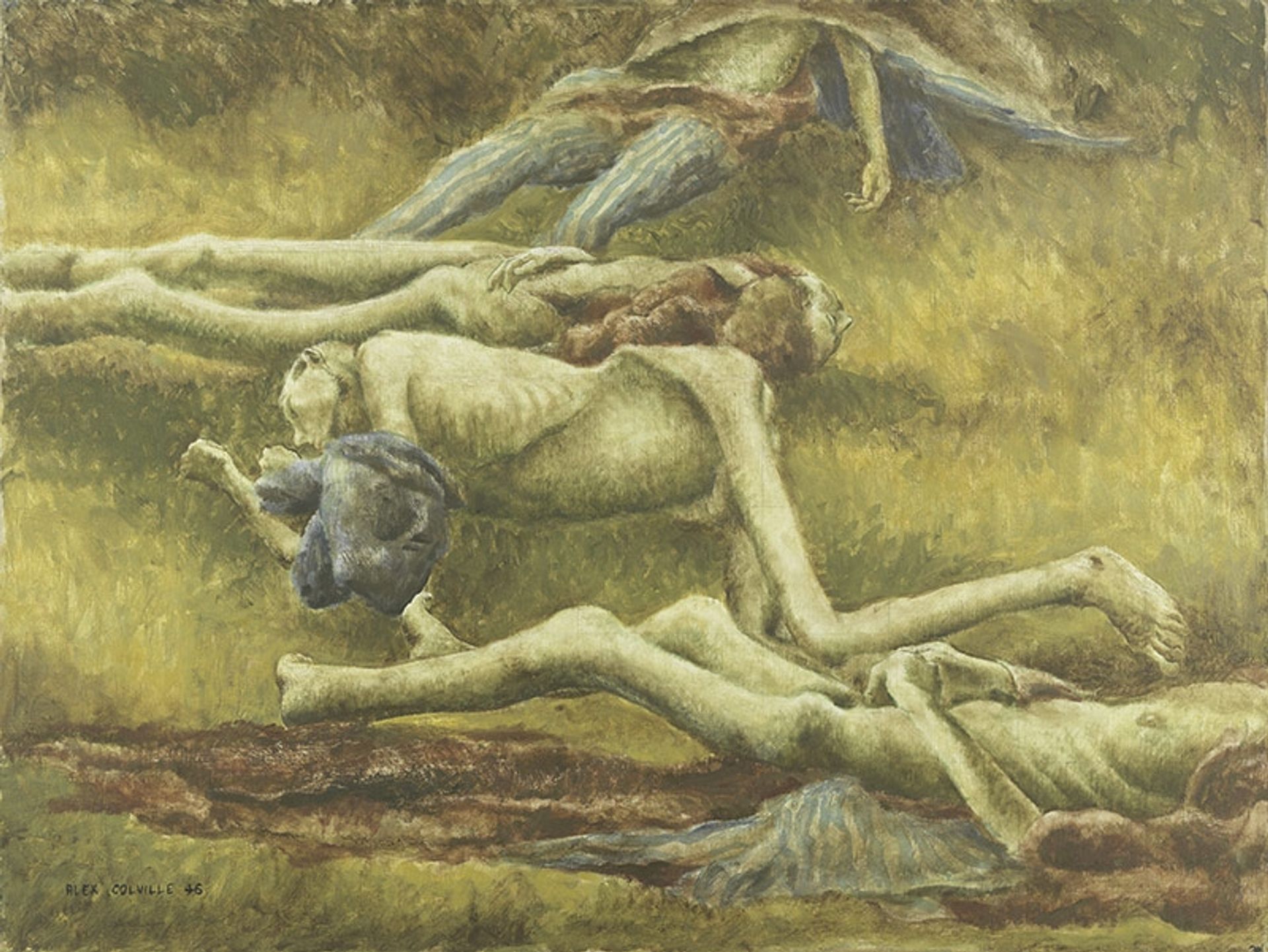 Bodies in a grave, Belsen by Alex Colville