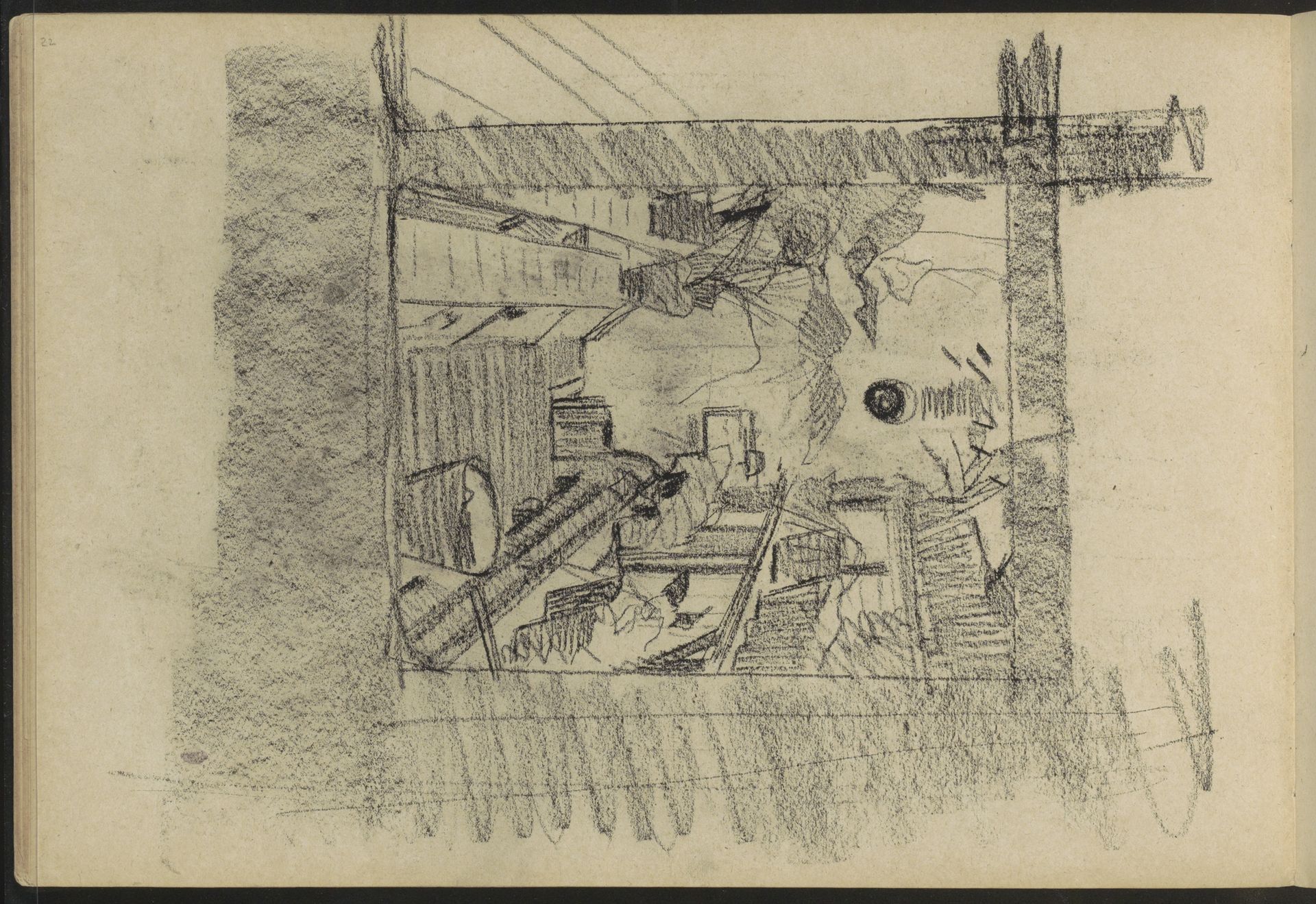 Stellingkasten met manden by Willem Witsen