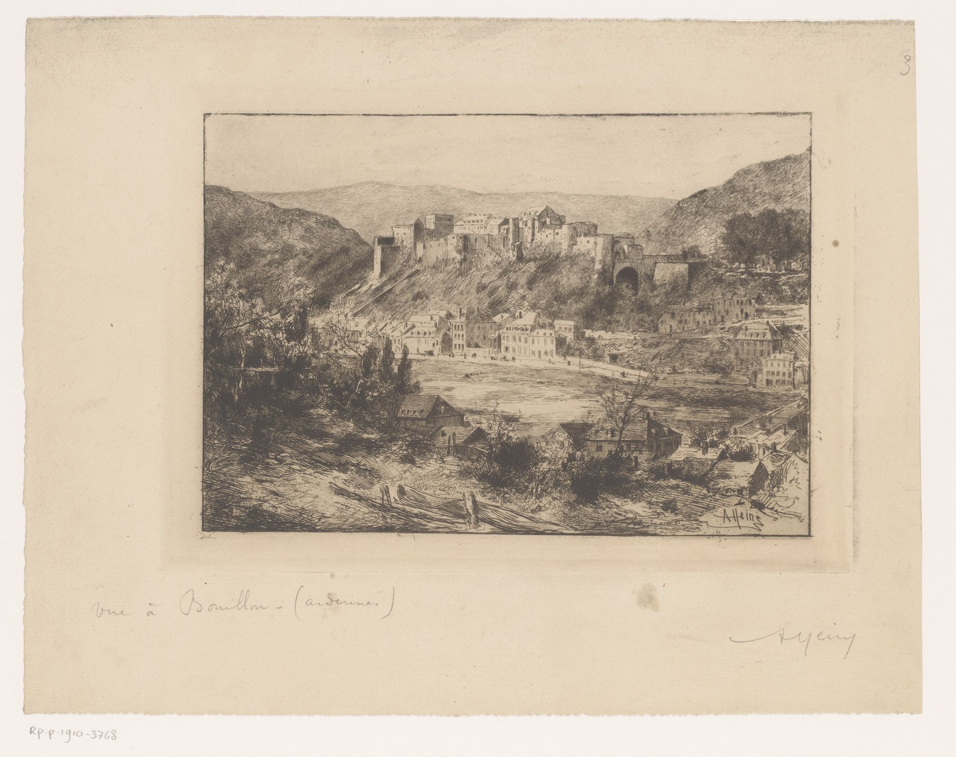 Gezicht op het kasteel te Bouillon by Armand Heins