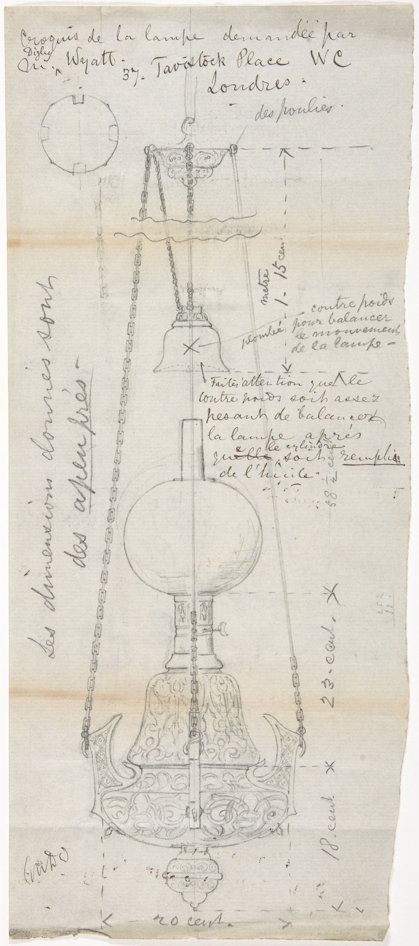 Design for a Hanging Lamp by Anonymous