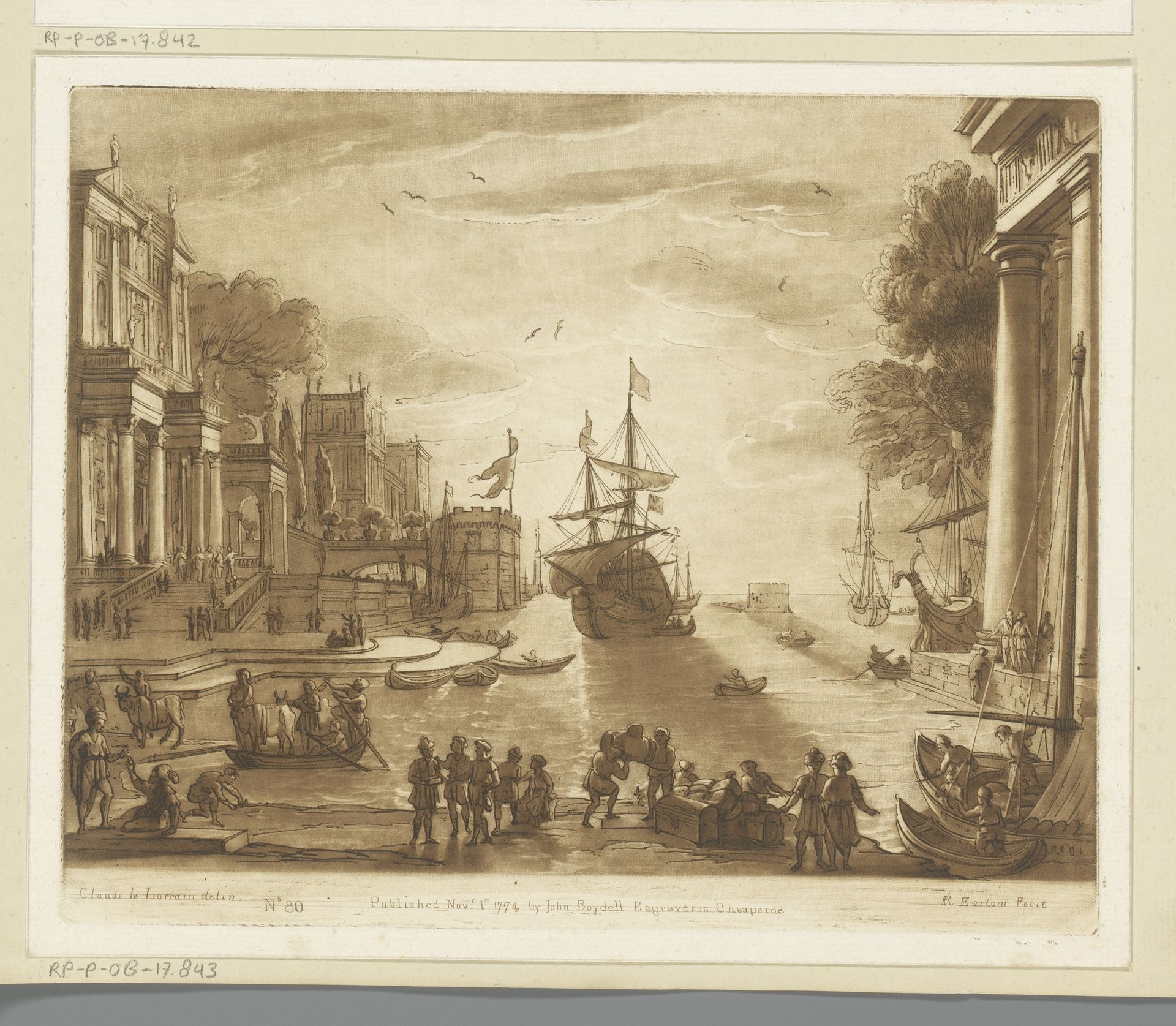 Zeehaven met Odysseus die Chryseïs terugbrengt bij Chryses by Richard Earlom
