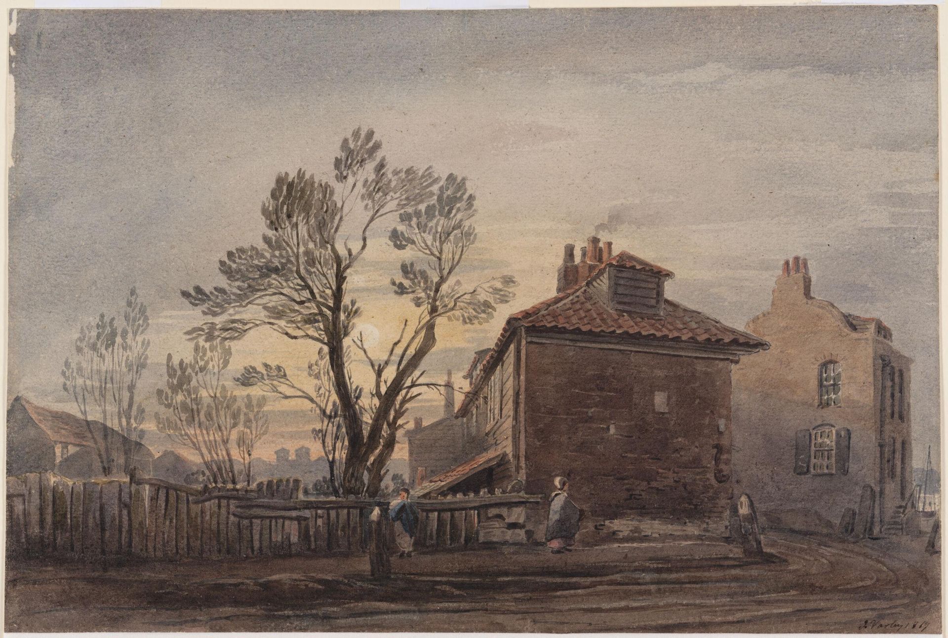 Evening View near the Thames in Lambeth, London by John Varley