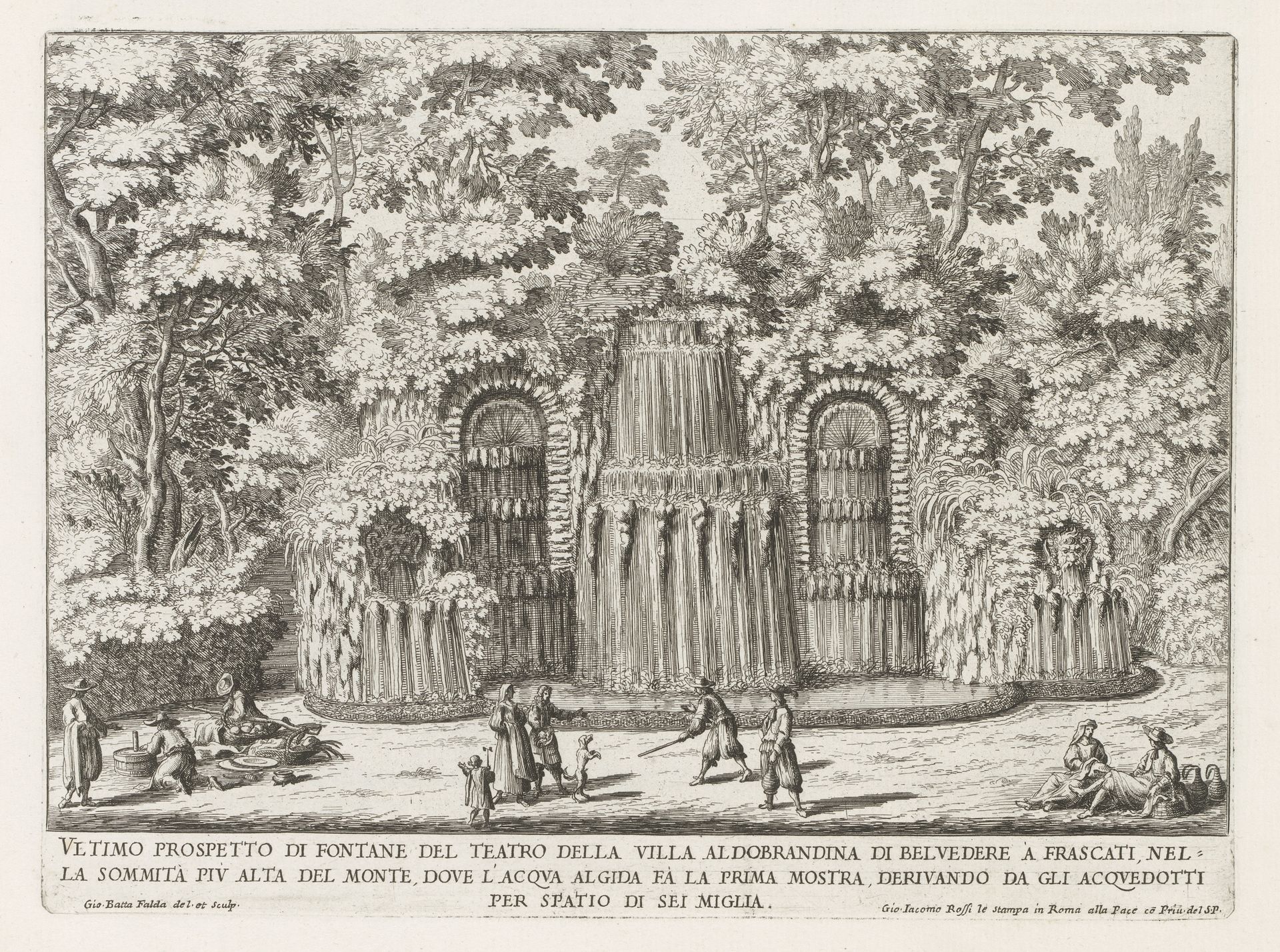 Fontein in de tuinen van de Villa Aldobrandini te Frascati by Giovanni Battista Falda