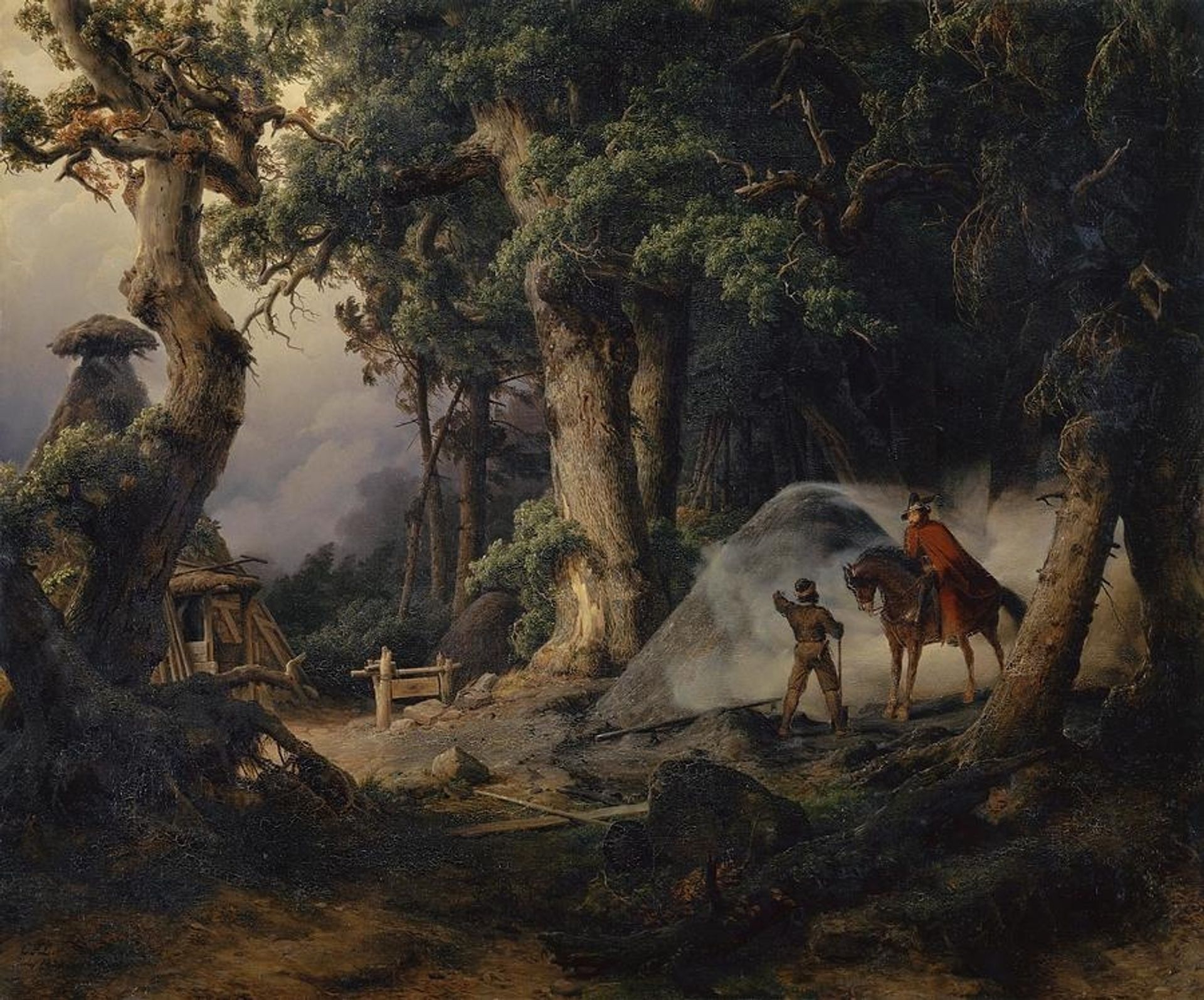 Charcoal Kiln in An Oak Tree Forest by Karl Lessing
