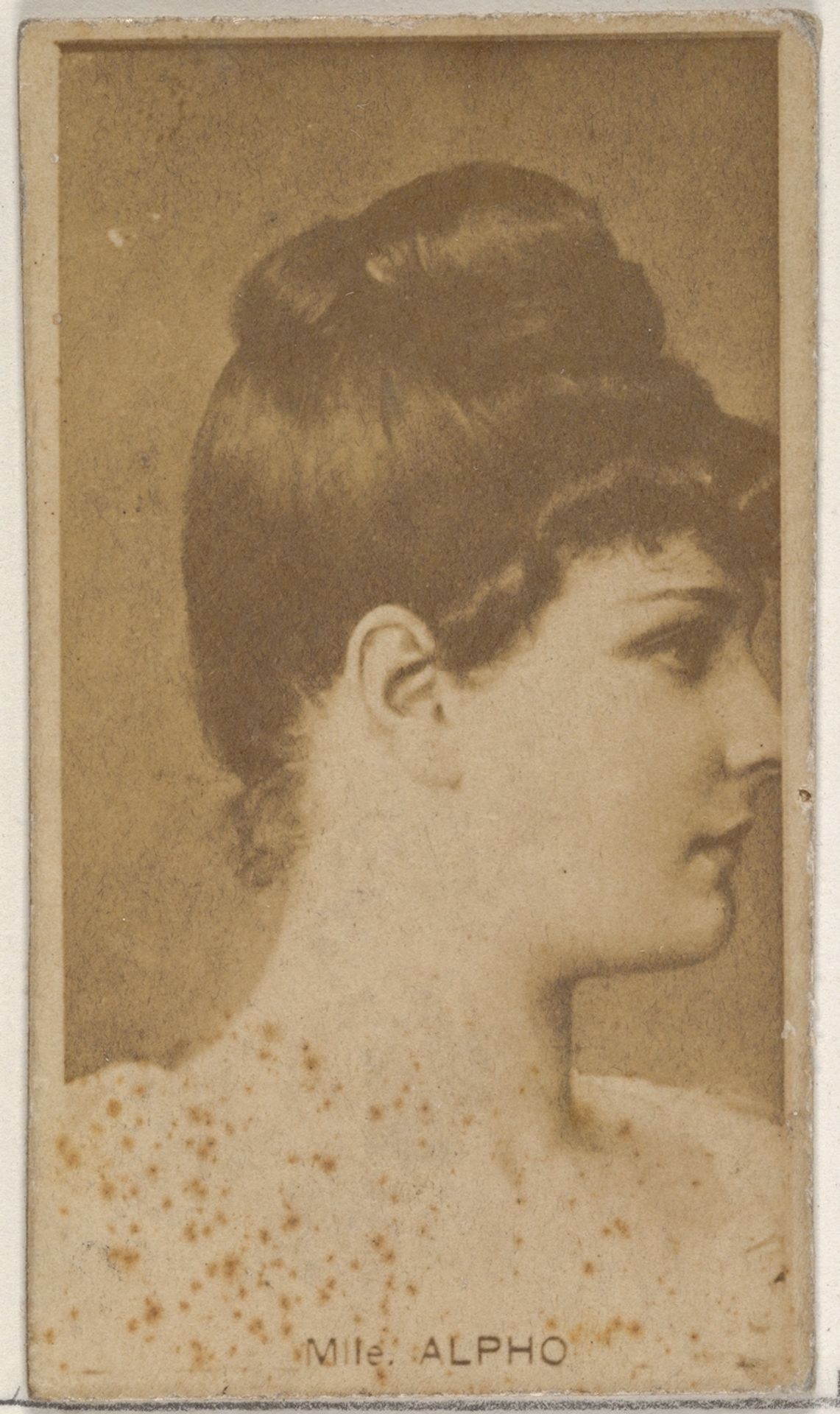 Mlle. Alpho, from the Actors and Actresses series (N45, Type 8) for Virginia Brights Cigarettes by Allen & Ginter