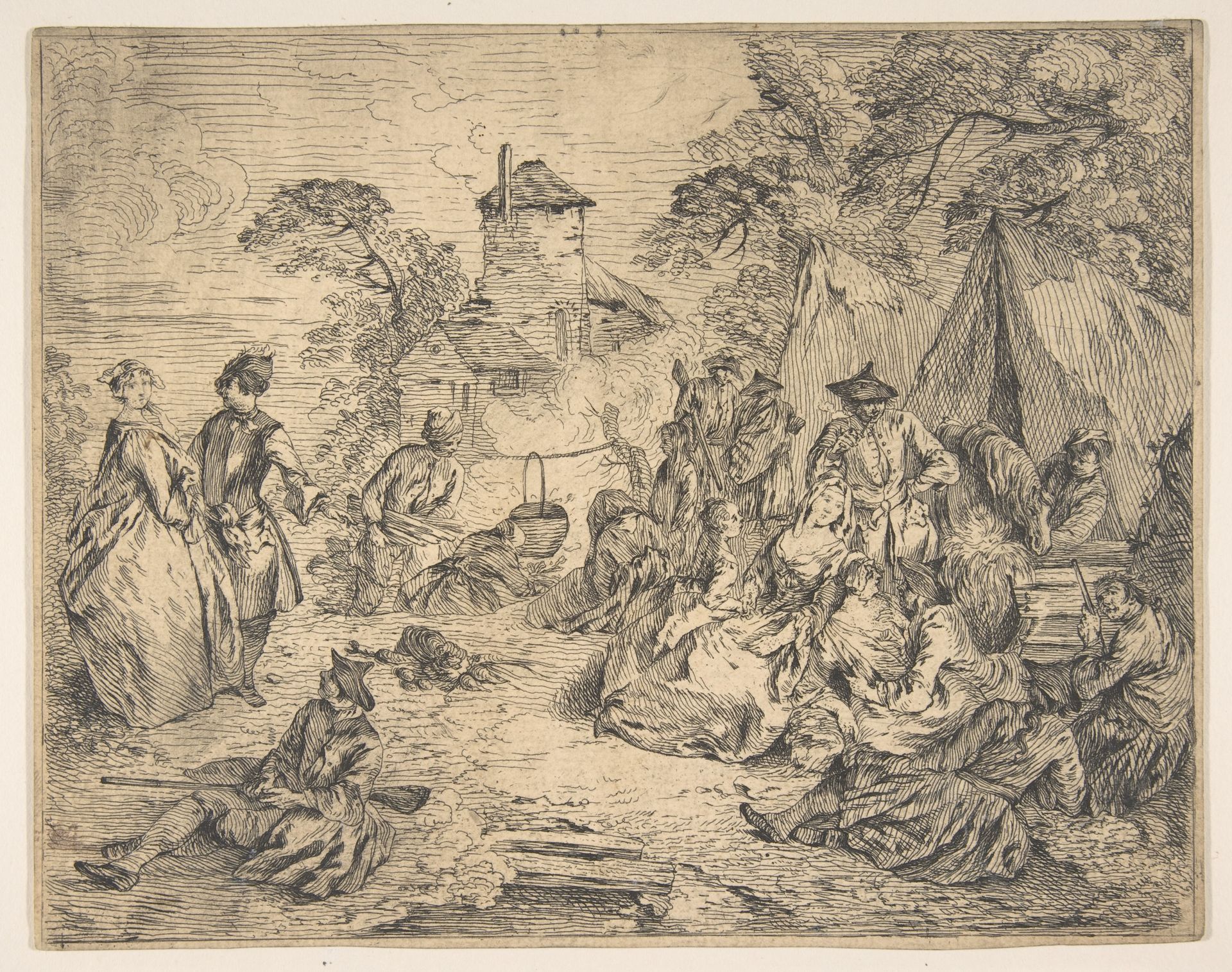 Halte des Troupes (Soldiers and Women in an Encampment) by Jean-Baptiste Joseph Pater