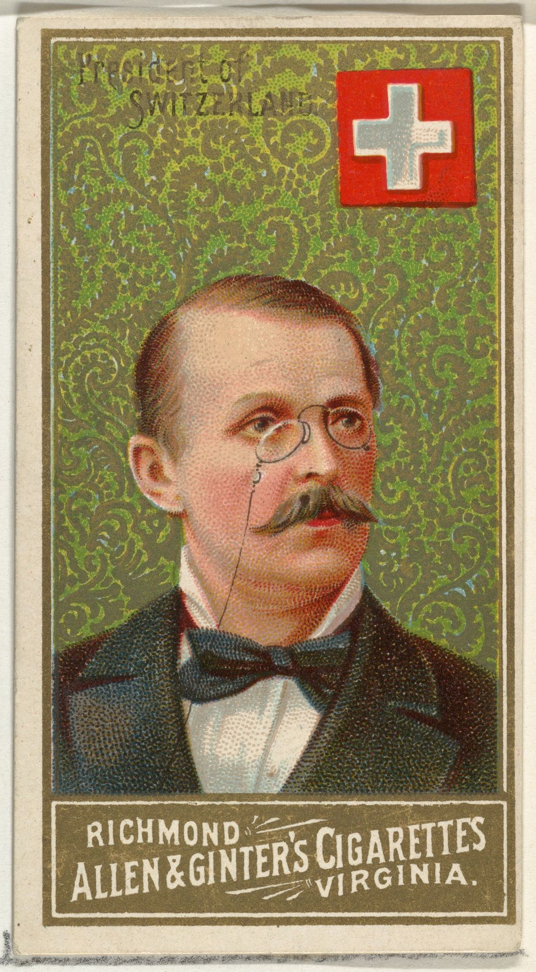 President of Switzerland, from World's Sovereigns series (N34) for Allen & Ginter Cigarettes by Allen & Ginter