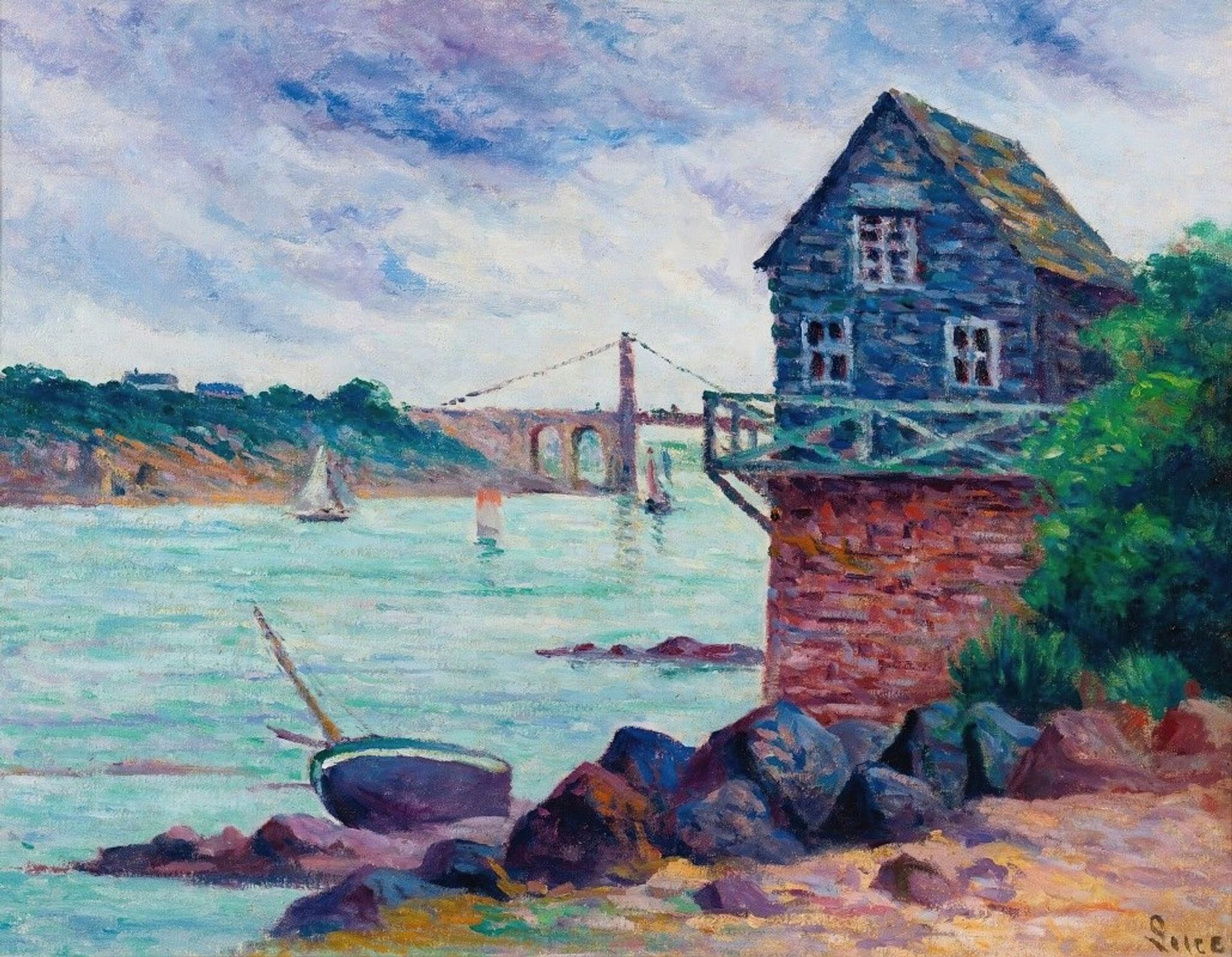 Lézardrieux, Le Pont Suspendu by Maximilien Luce