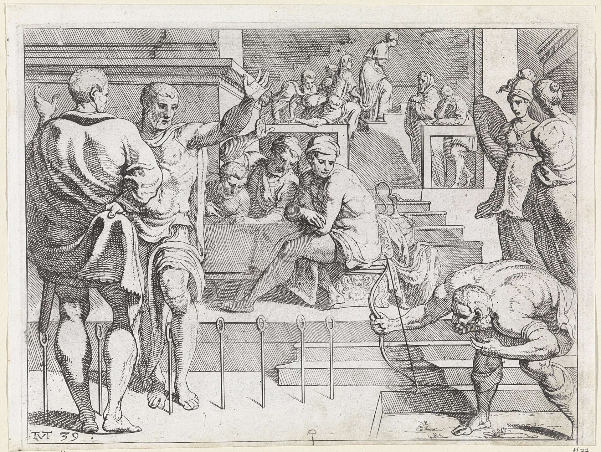 Odysseus schiet de pijl door de twaalf ringen by Theodoor van Thulden