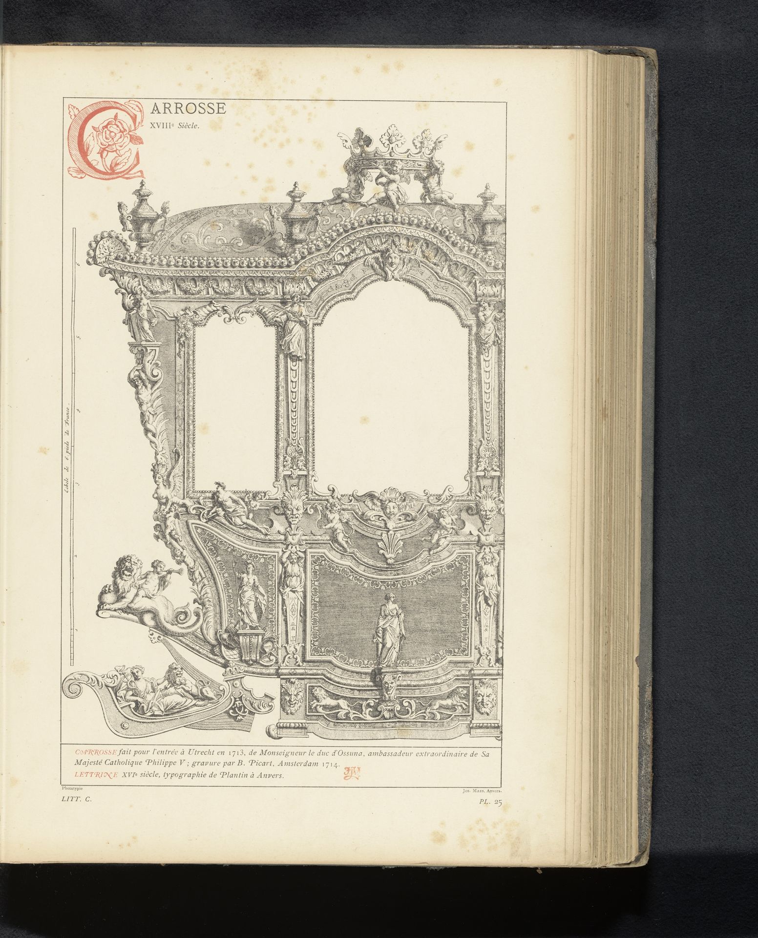 Reproductie van een prent van de koets van Filips V van Spanje tijdens zijn intocht in Utrecht in 1713 door Bernard Picart by Anonymous