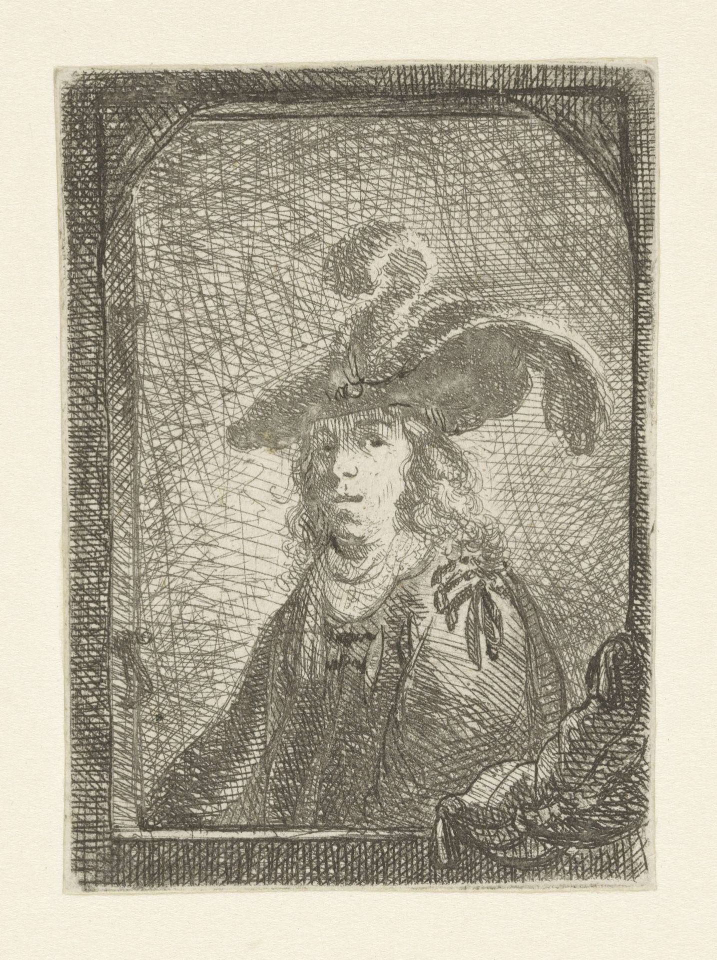 Buste van een jongeman met gevederde hoed by Samuel van Hoogstraten