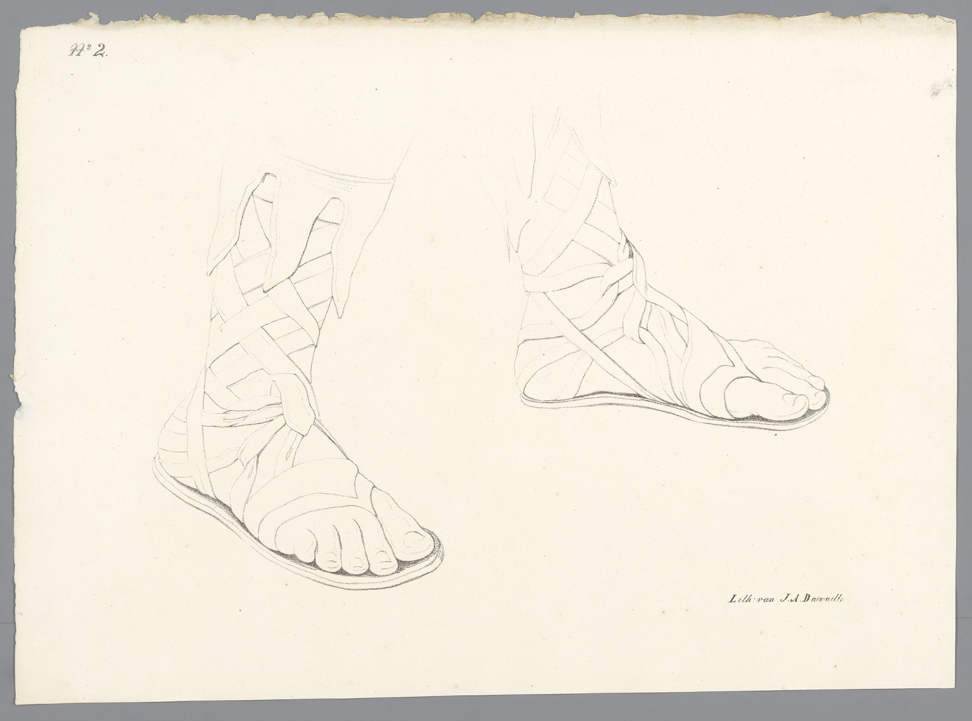Twee voeten met sandalen by Jean Augustin Daiwaille