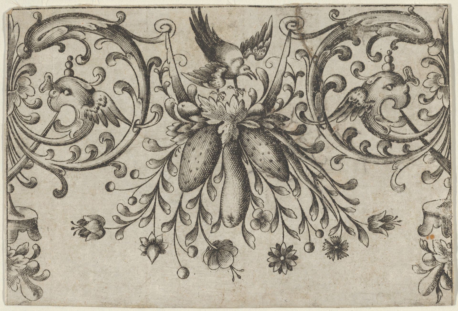 Design for Silverwork with Garlands, Birds, and Grotesque Motifs by Hieronymus Bang
