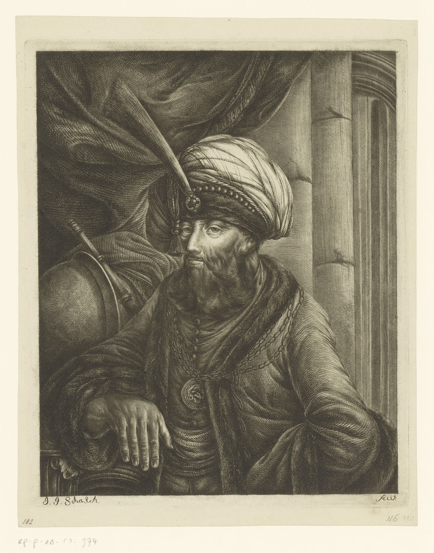 Buste van man met tulband by Johann Jakob Schalch