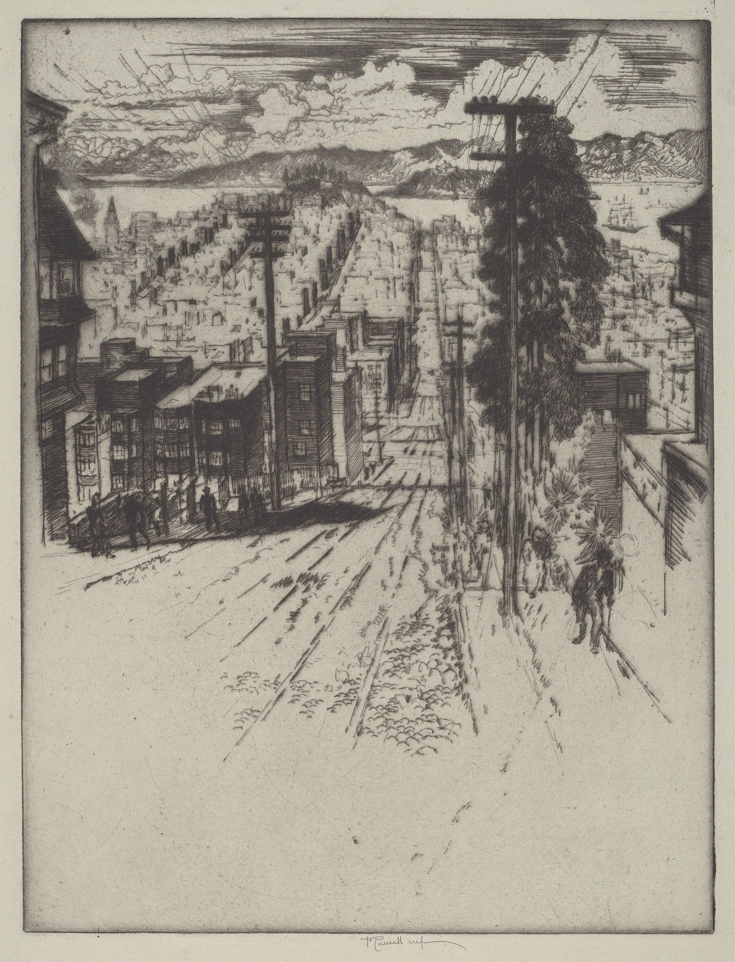 Down and Up the Hills to the Bay, San Francisco by Joseph Pennell