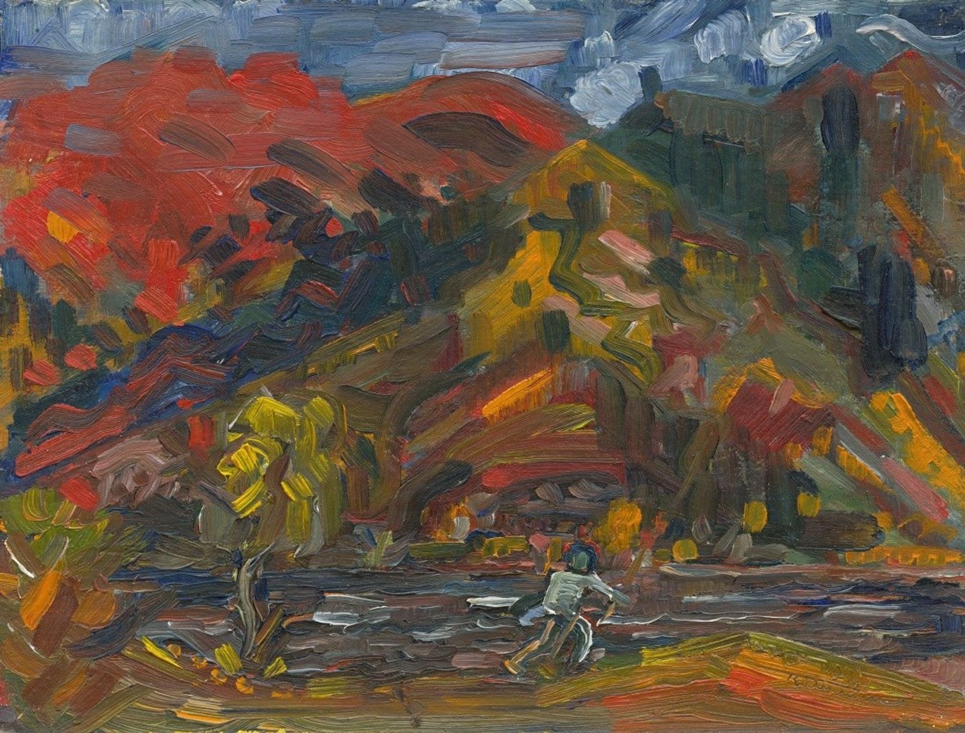 Man on the river bank by Arnold Peter Weisz-Kubínčan