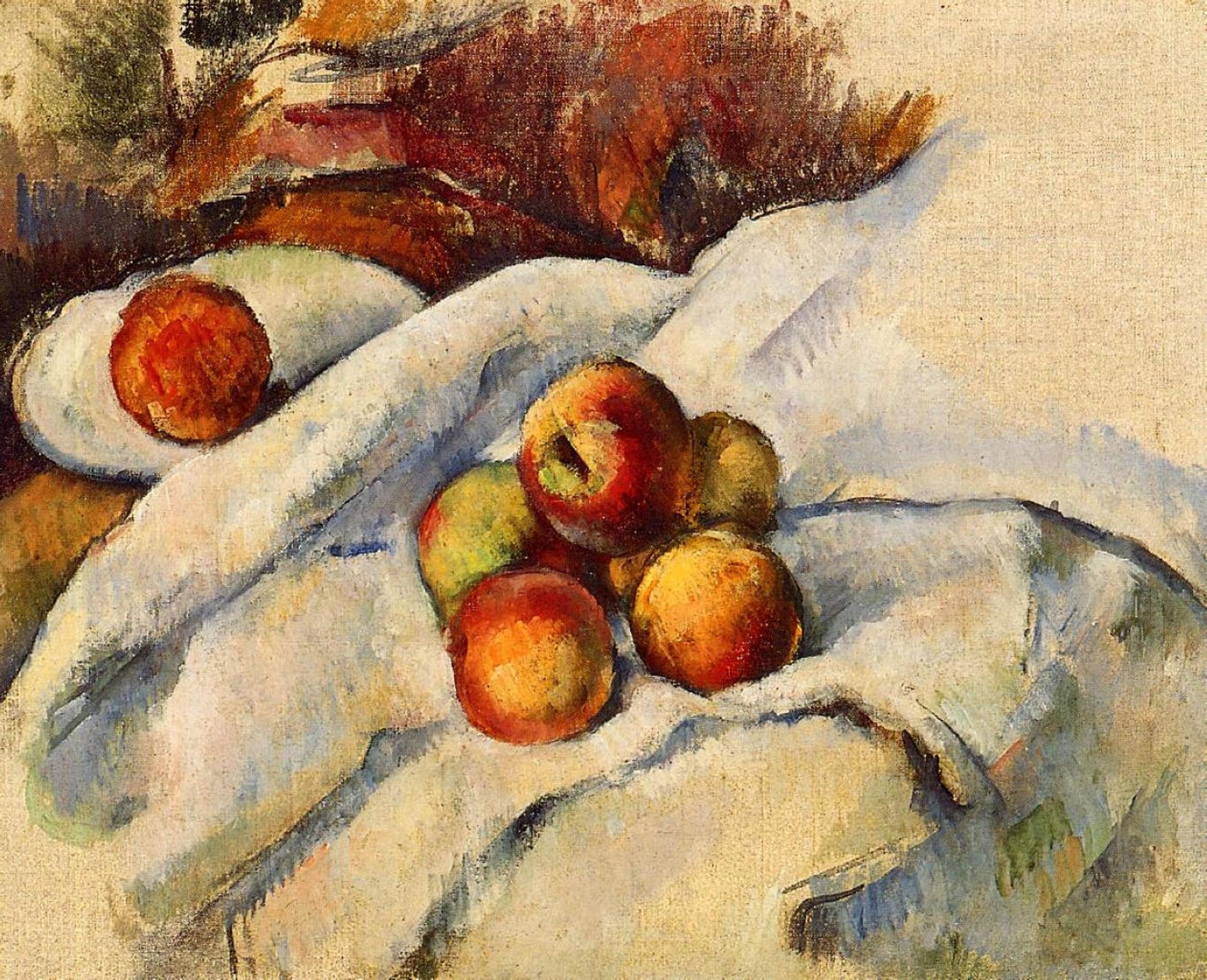 Apples on a Sheet by Paul Cézanne