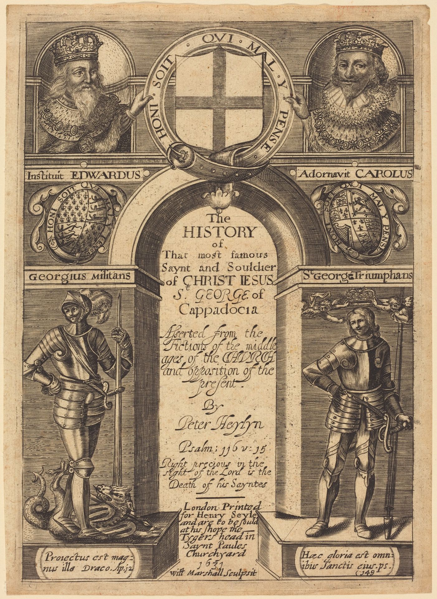 Frontispiece for Peter Heylyn's "The History of St. George of Cappadocia" by Edward Marshall