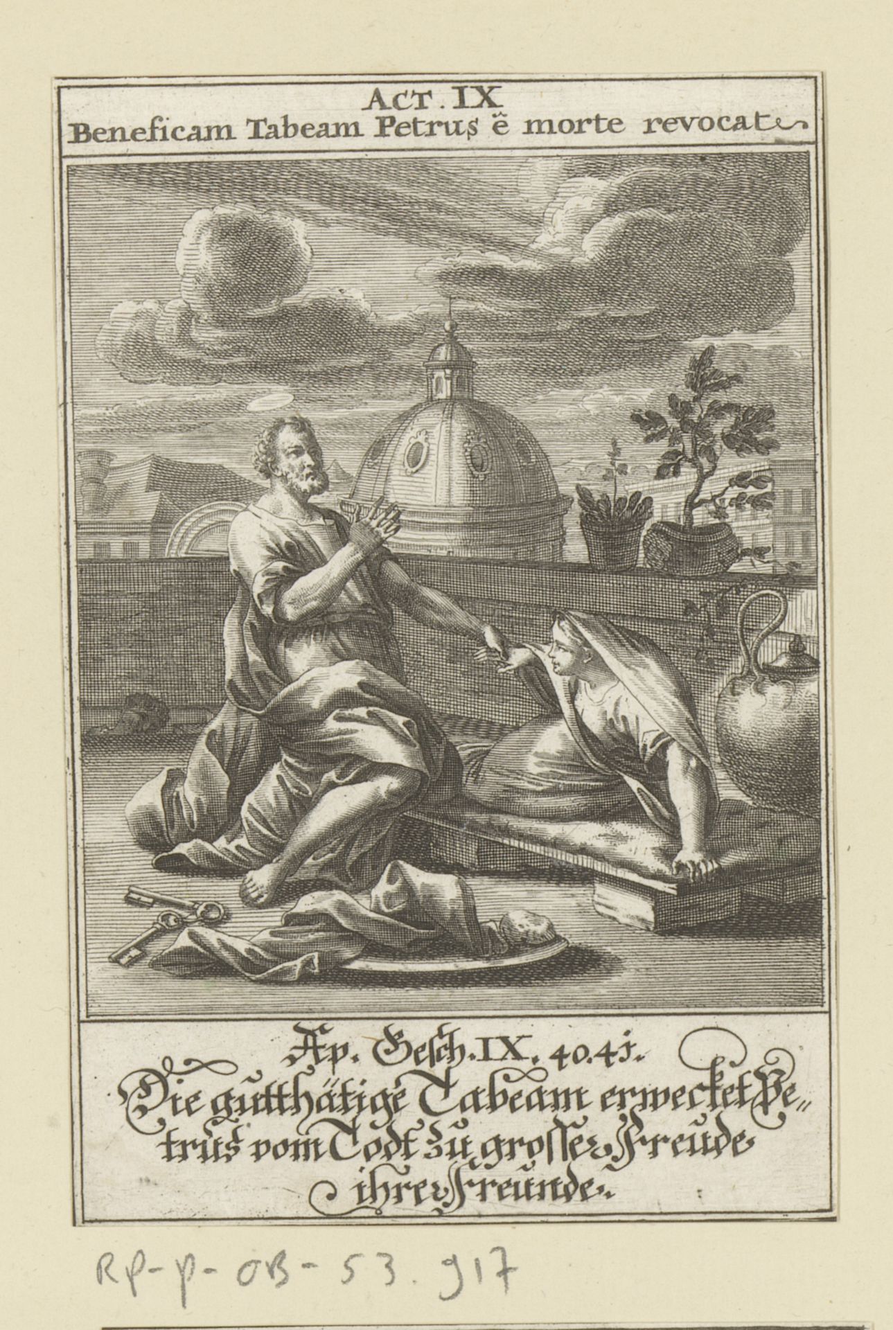 Apostel Petrus wekt Tabitha tot leven by Anonymous