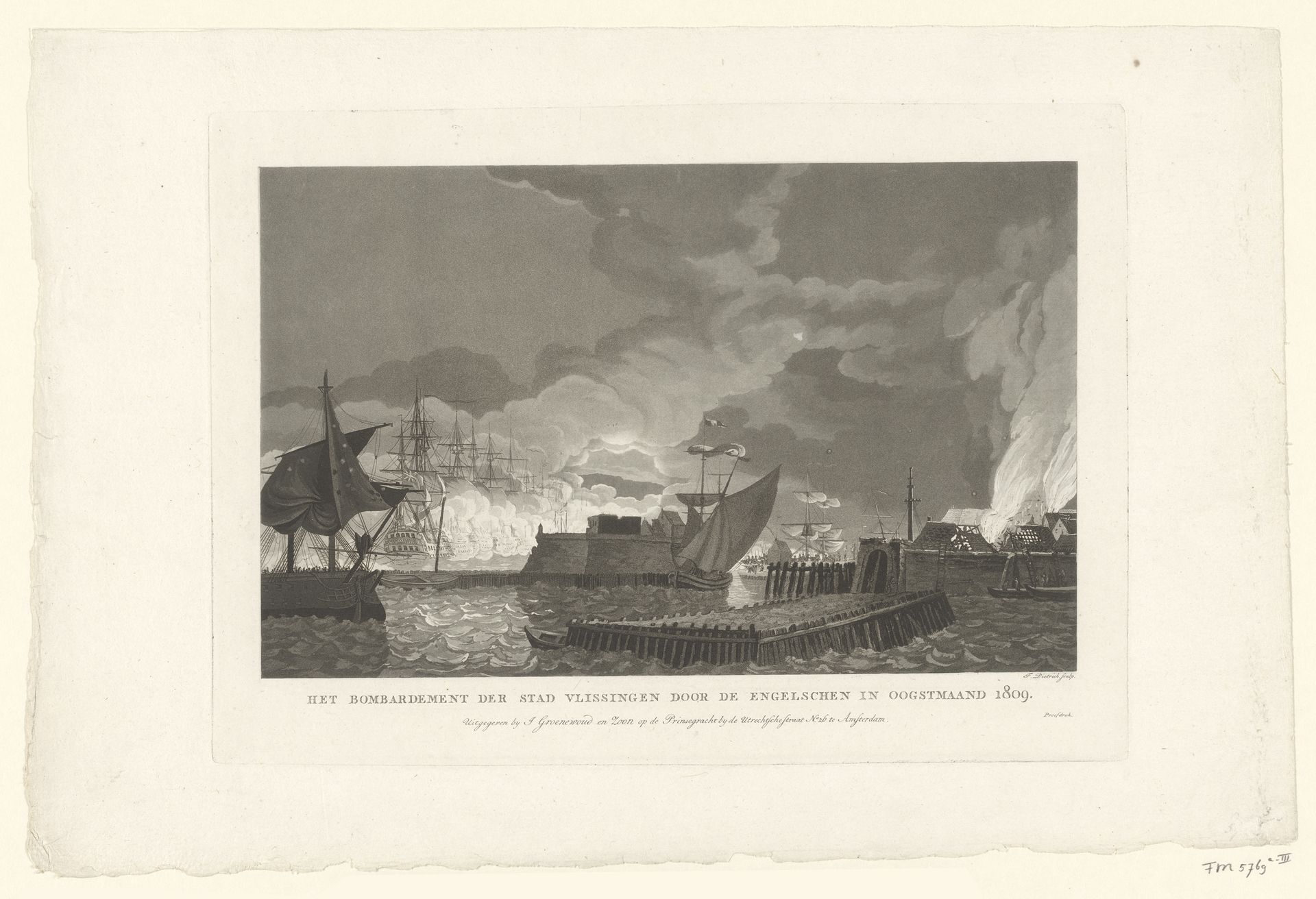 Bombardement van Vlissingen door de Britten, 1809 by Friedrich Christoph Dietrich