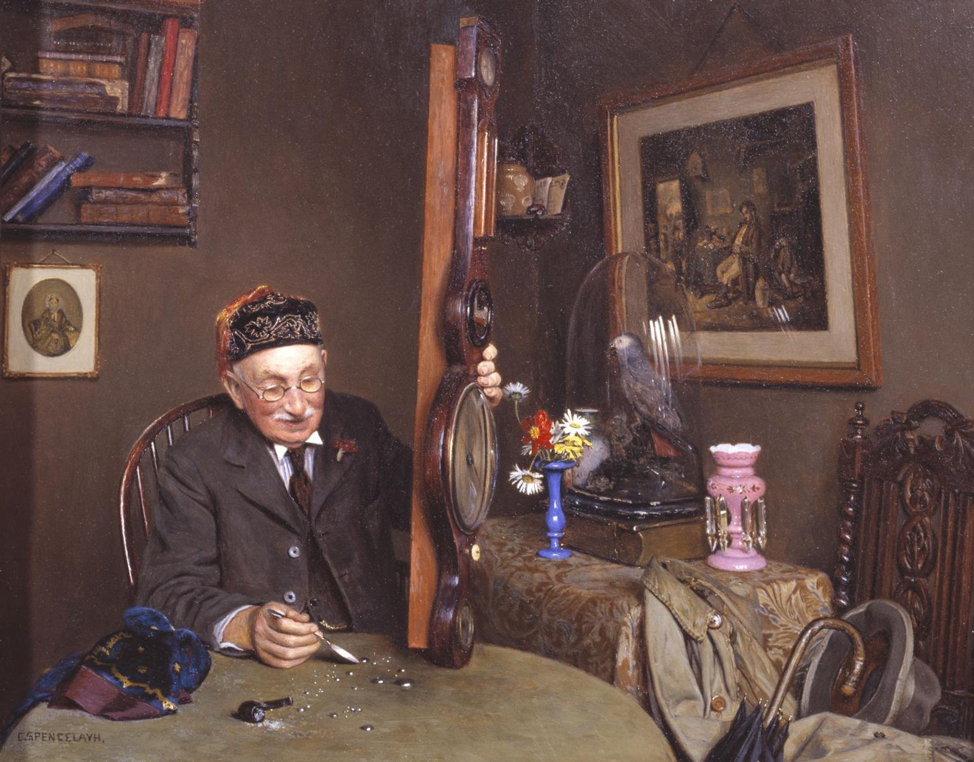 Repairing the Barometer by  Charles Spencelayh