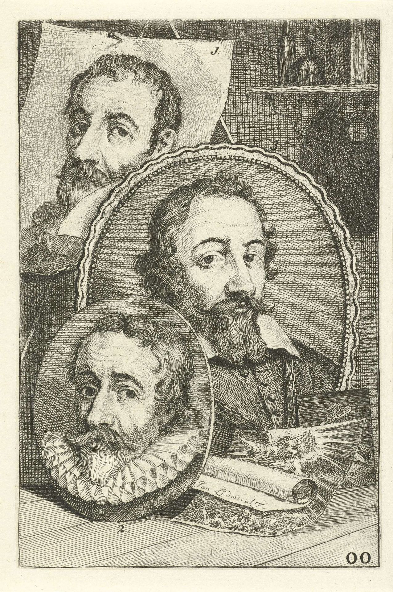 Portretten van Johann I, Rafael en Aegidius Sadeler by Jan l' Admiral