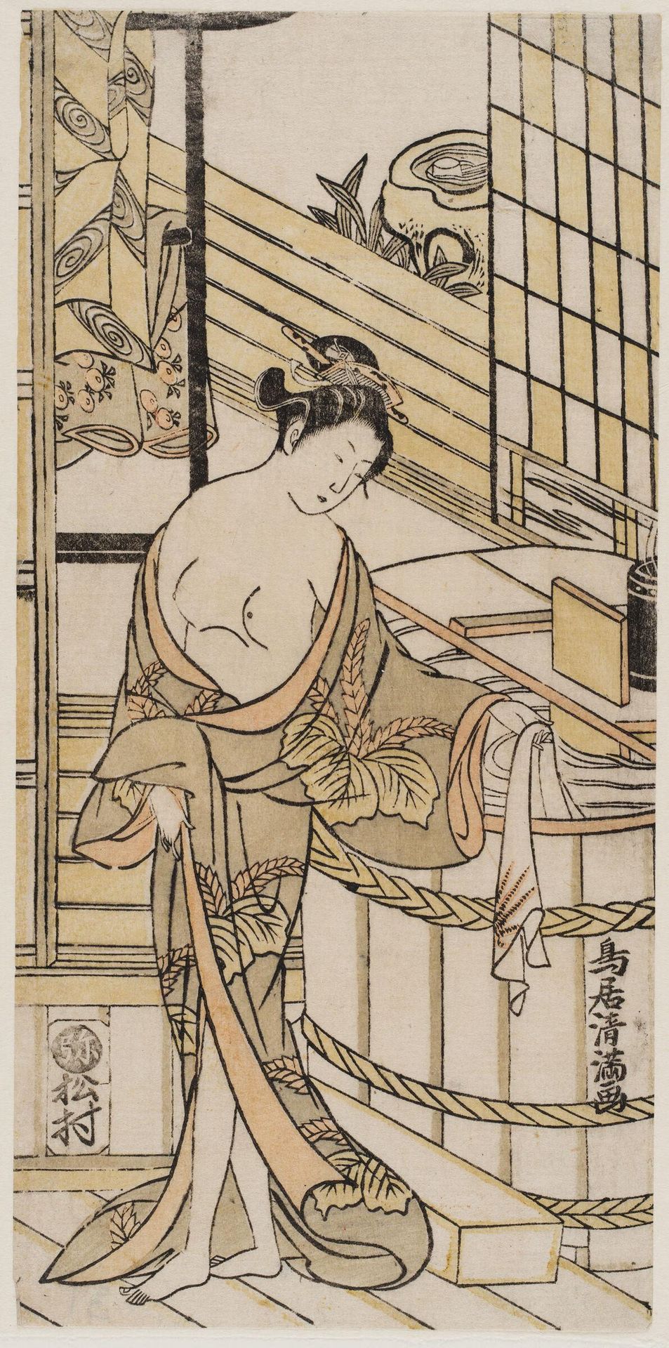 Woman by a Bathtub by Torii Kiyomitsu