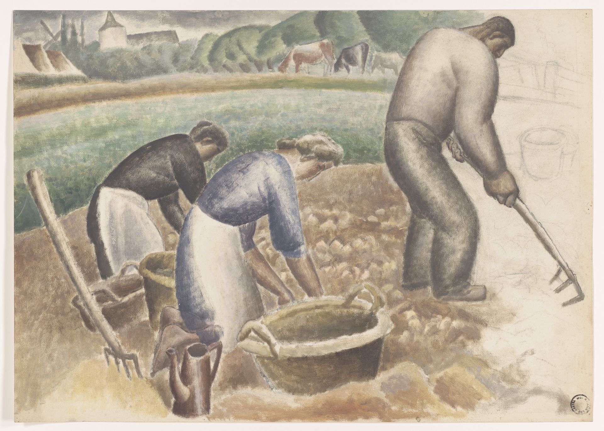 Aardappelrooiers op het land by Leo Gestel