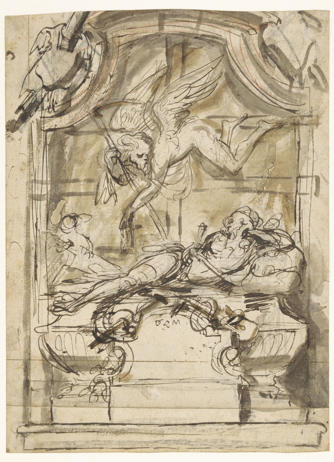 Ontwerp voor een grafmonument met een gisant by Pieter (I) Verbruggen
