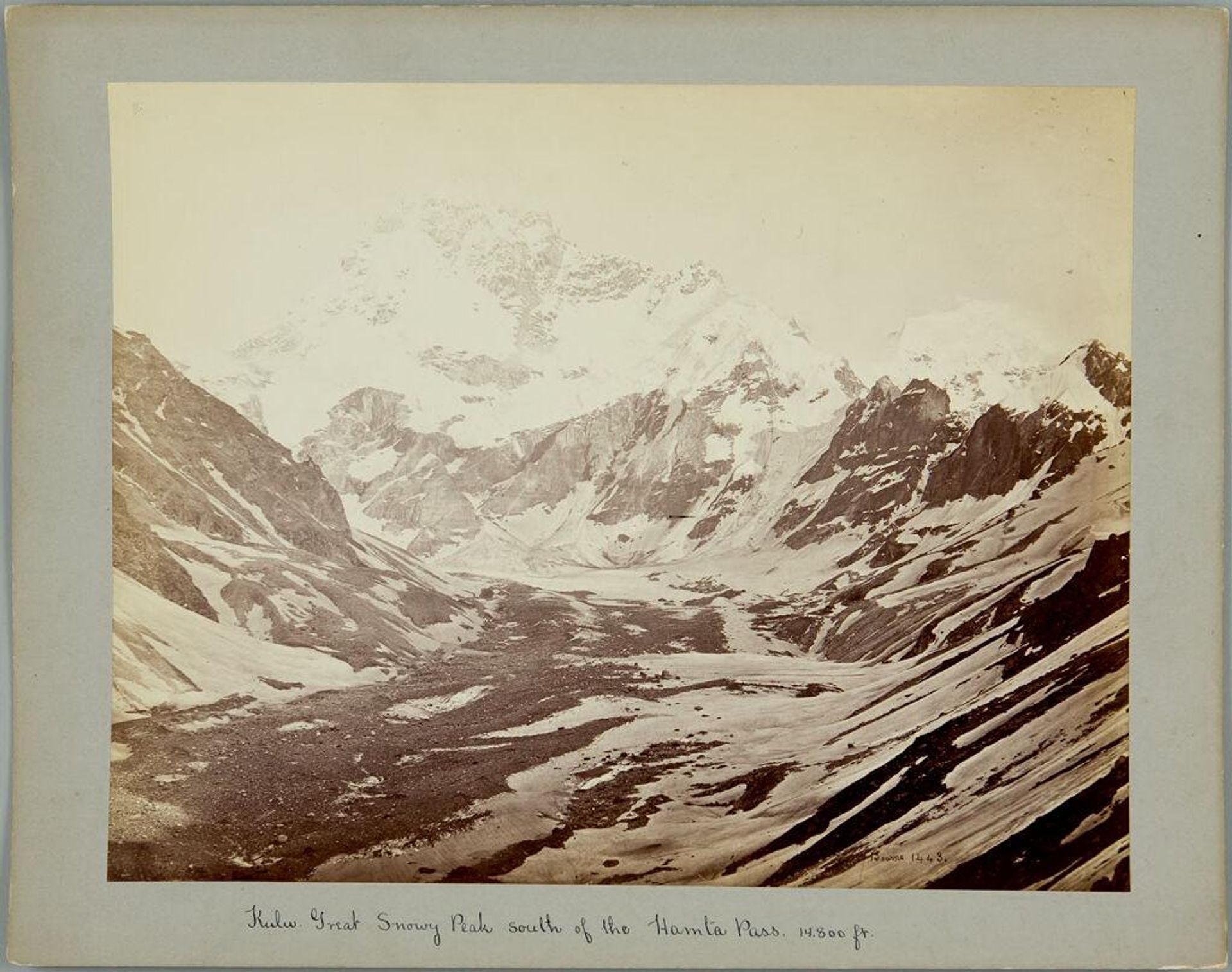 Kulu, Great Snowy Peak south of the Hamta Pass, 14,800 feet by Samuel Bourne