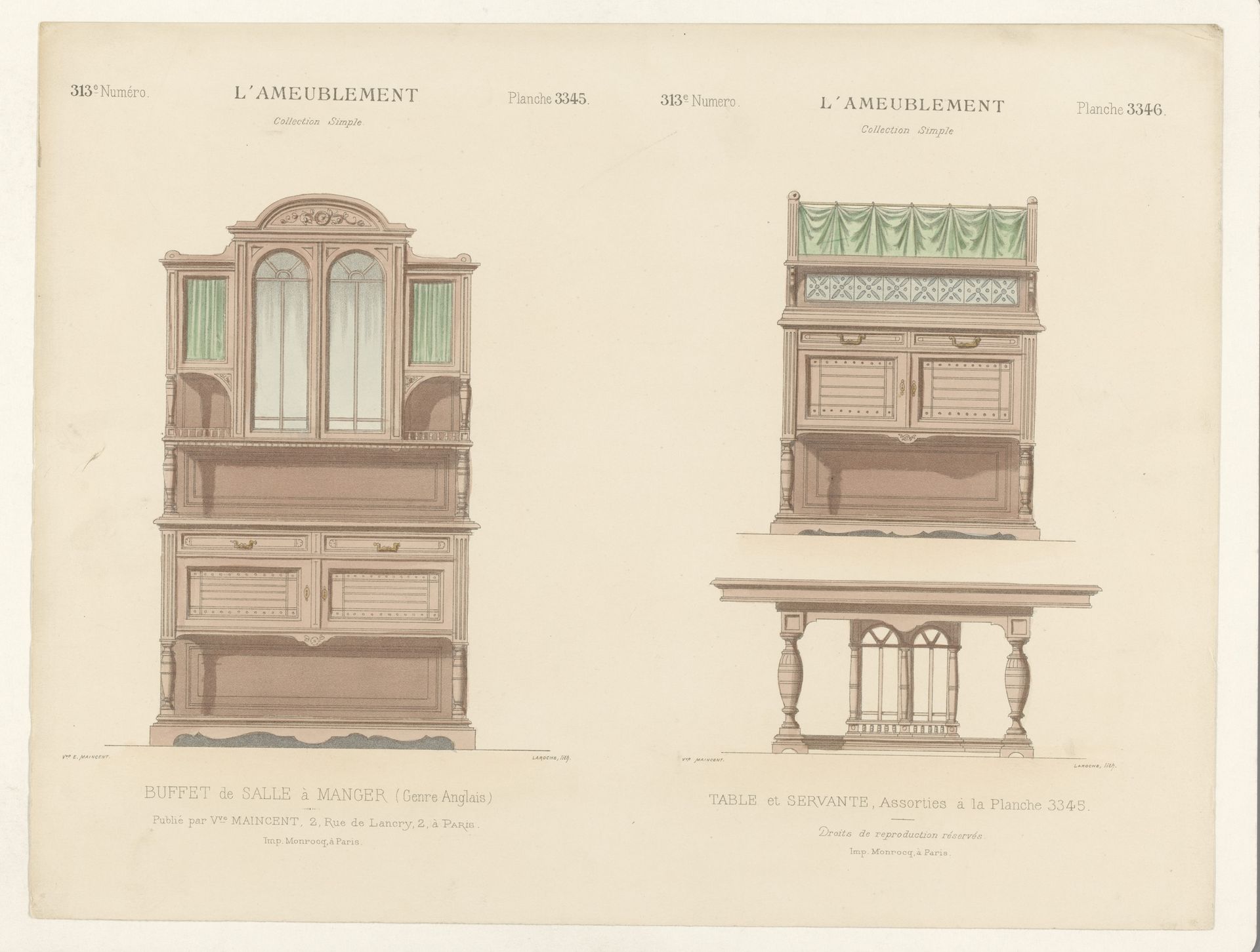 Buffetkast, kast en tafel by Léon Laroche