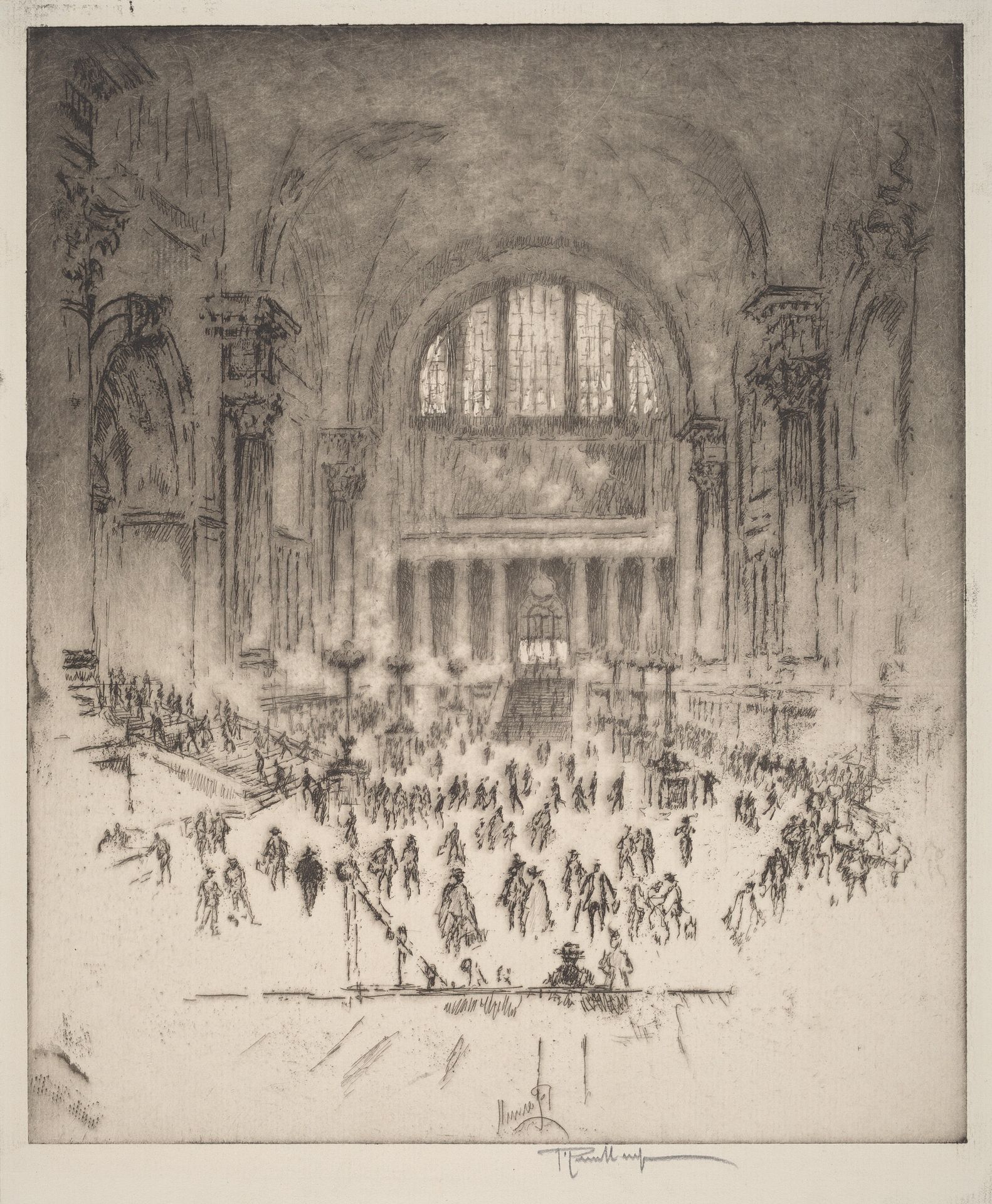 The Marble Hall, Pennsylvania Station, New York by Joseph Pennell