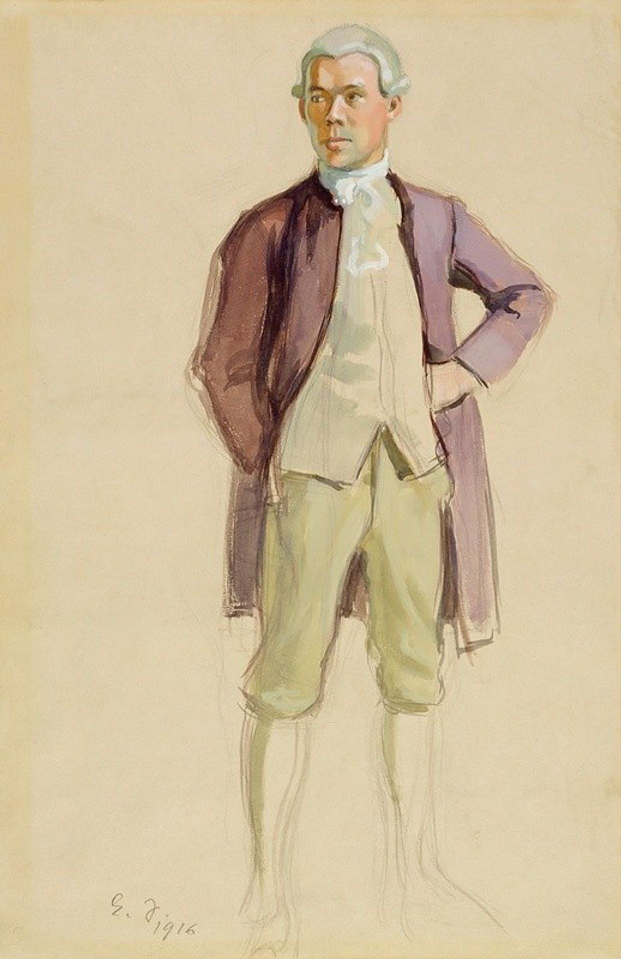 Man Standing, in Rococo Attire by Eero Järnefelt