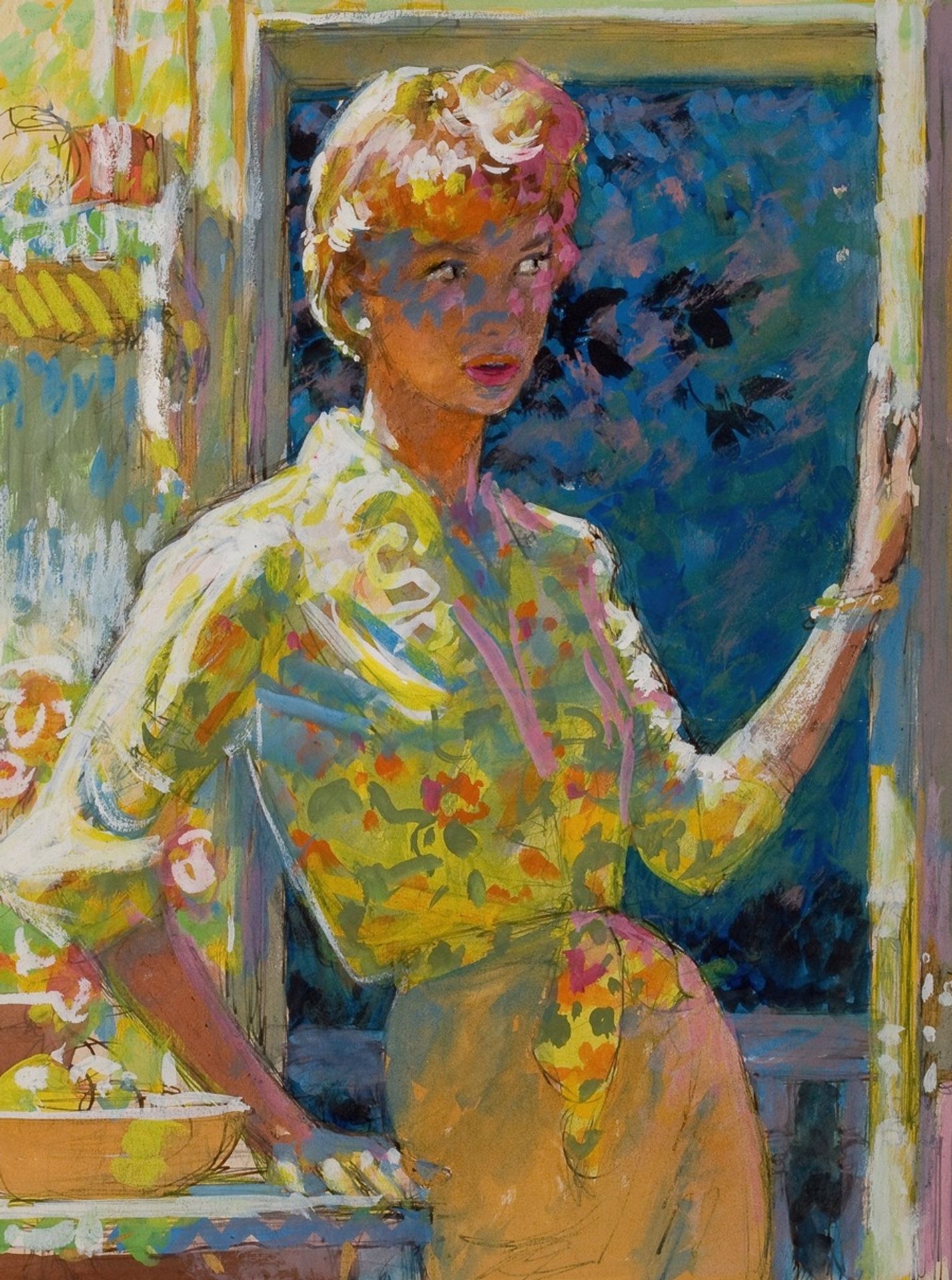 ‘I’d Rather You Didn’t Come Back Again’, The Saturday Evening Post preliminary story illustration by Edwin Georgi
