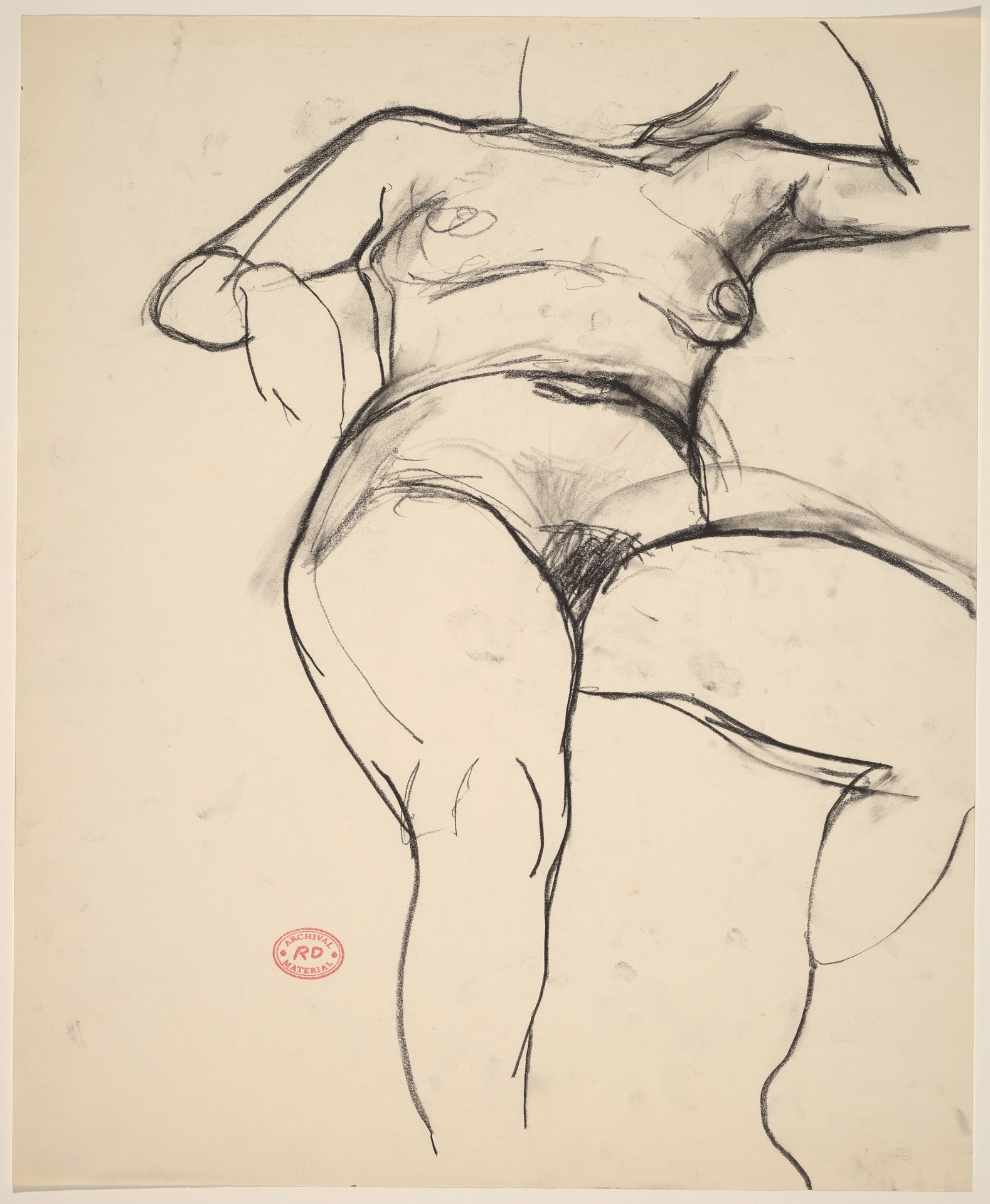 Untitled [front view of a reclining female nude] by Richard Diebenkorn