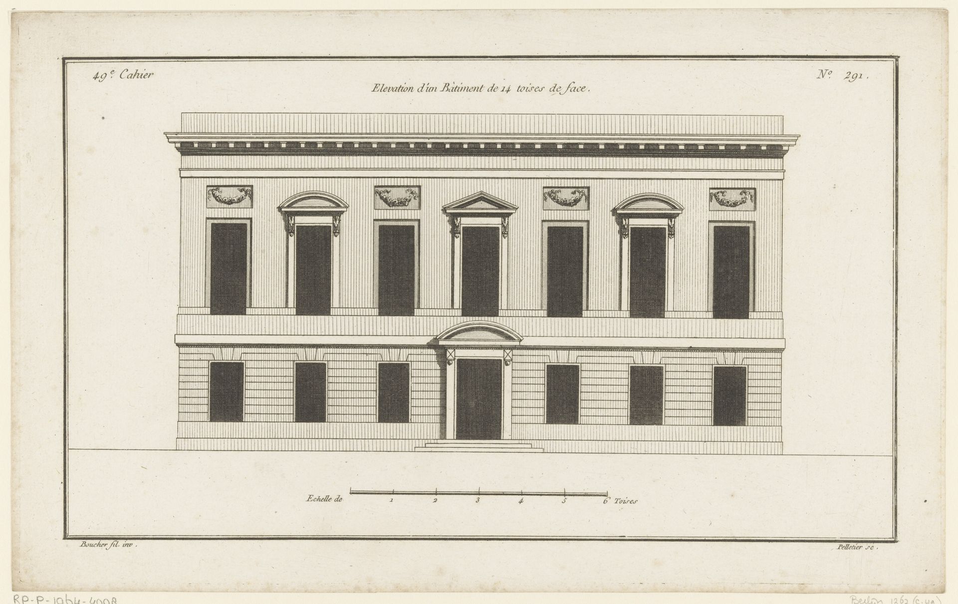 Façade met frontons by Jean Pelletier