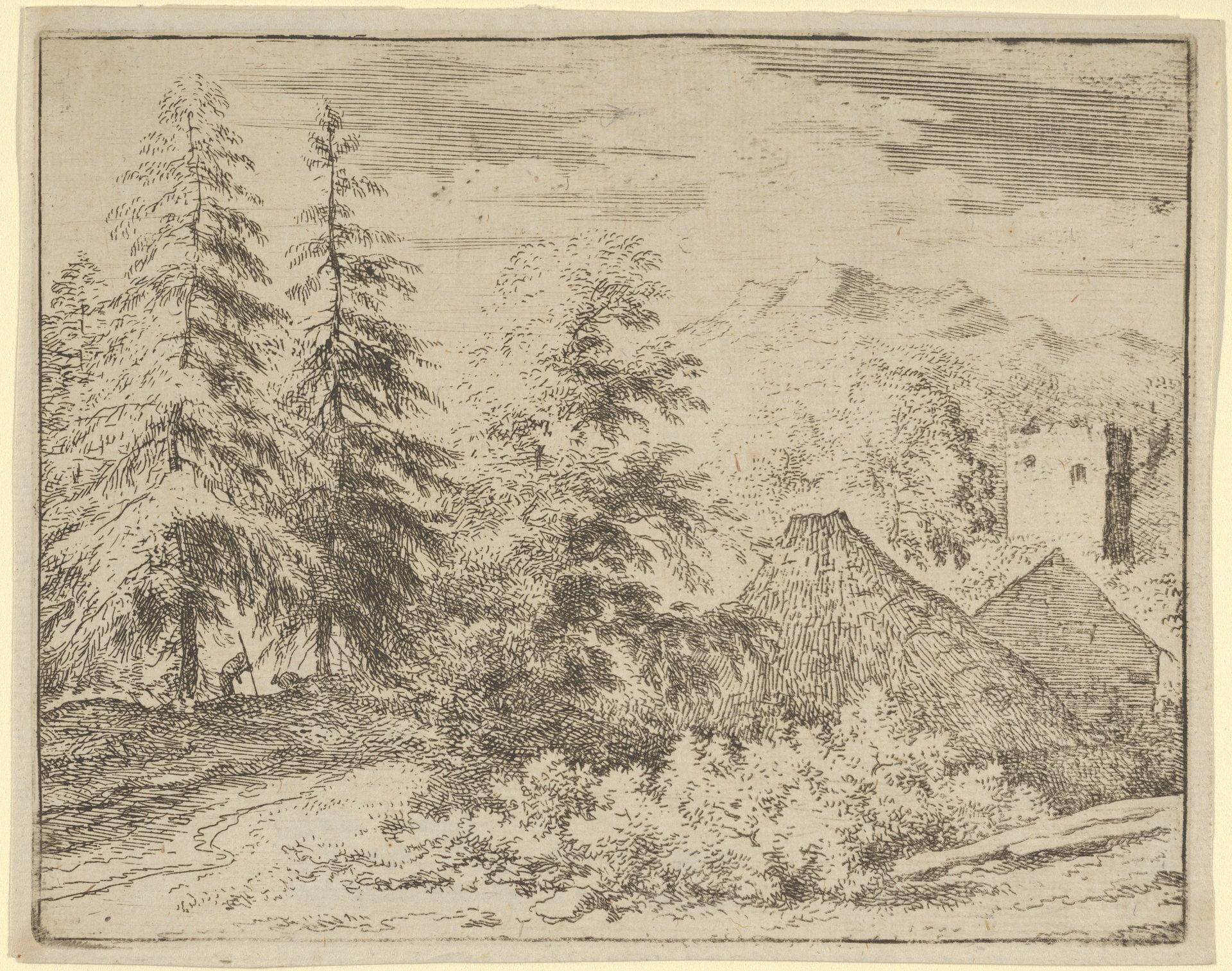 The Man between the Two Fir Trees by Allart van Everdingen