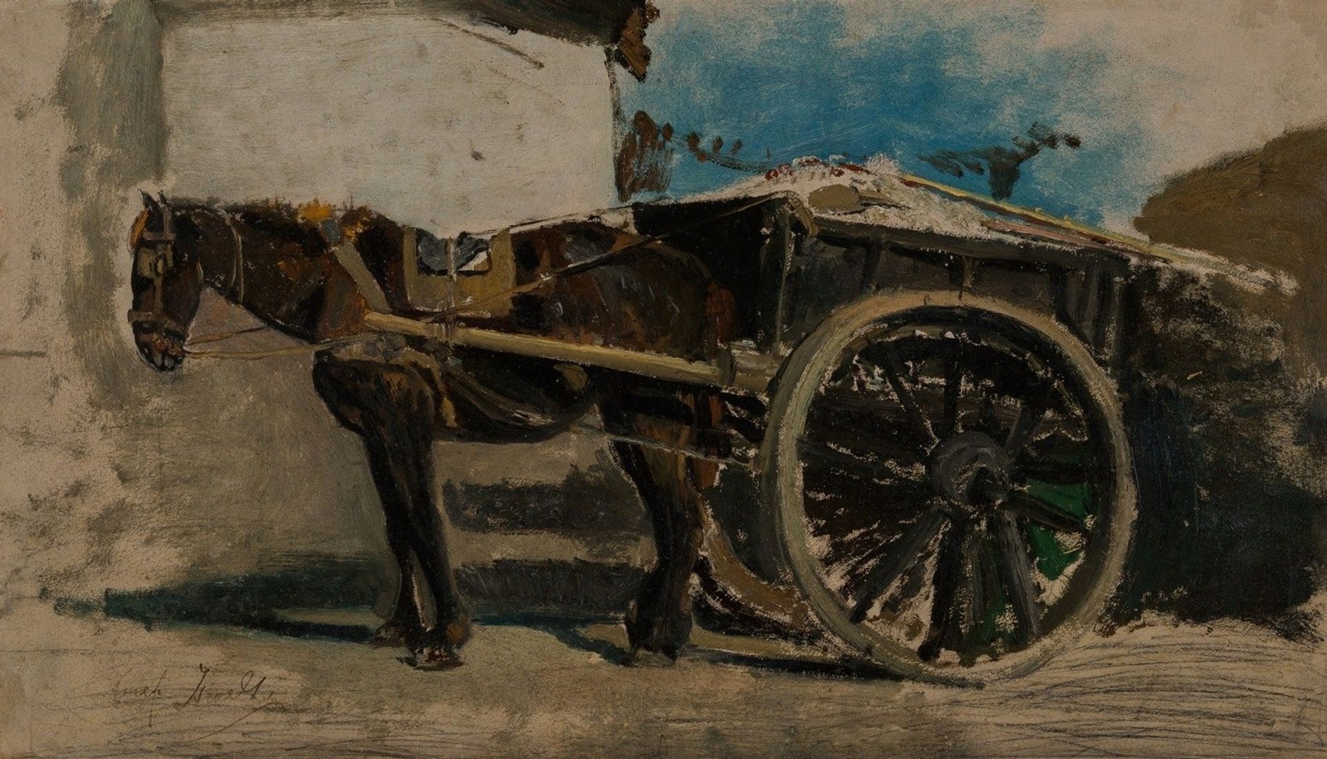 The horse cart by Jozef Israëls
