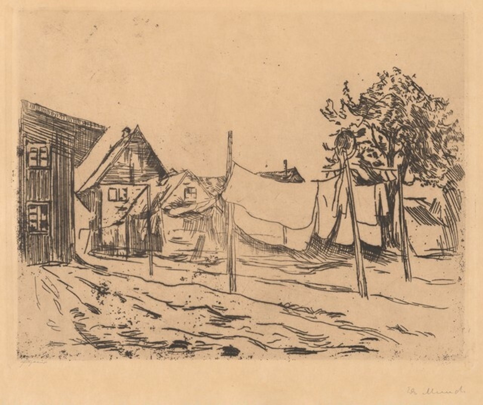 Laundry Drying in Travemünde (Bleaching Laundry) by Edvard Munch