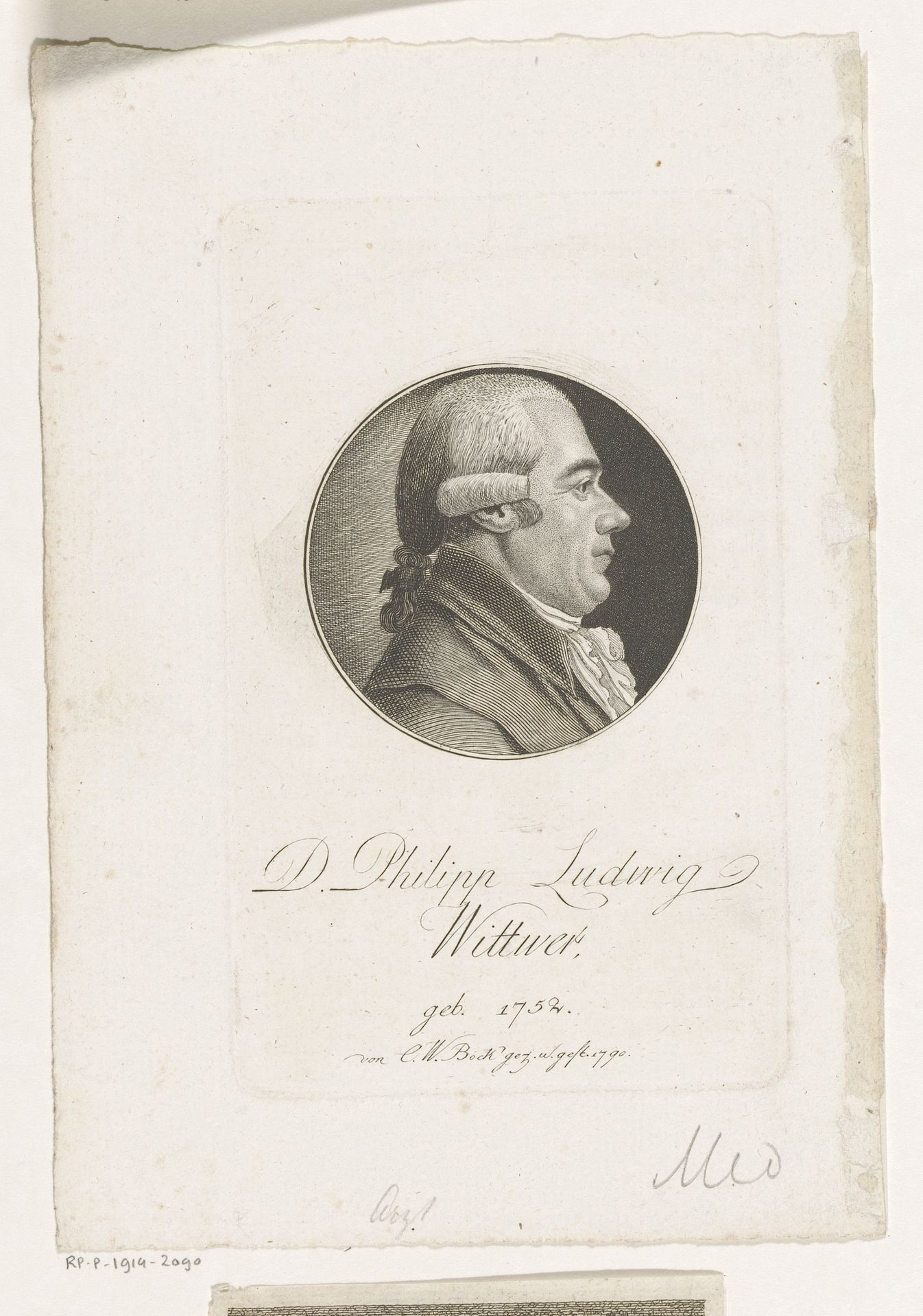Portret van Philipp Ludwig Wittwner by Christoph-Wilhelm Bock