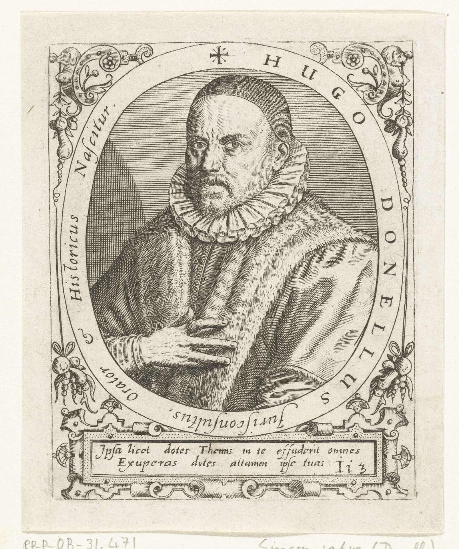 Portret van Hugues Doneau by Theodor de Bry