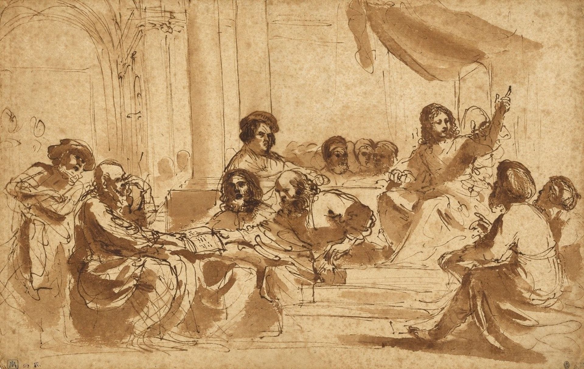 Christ Preaching in the Temple by Guercino