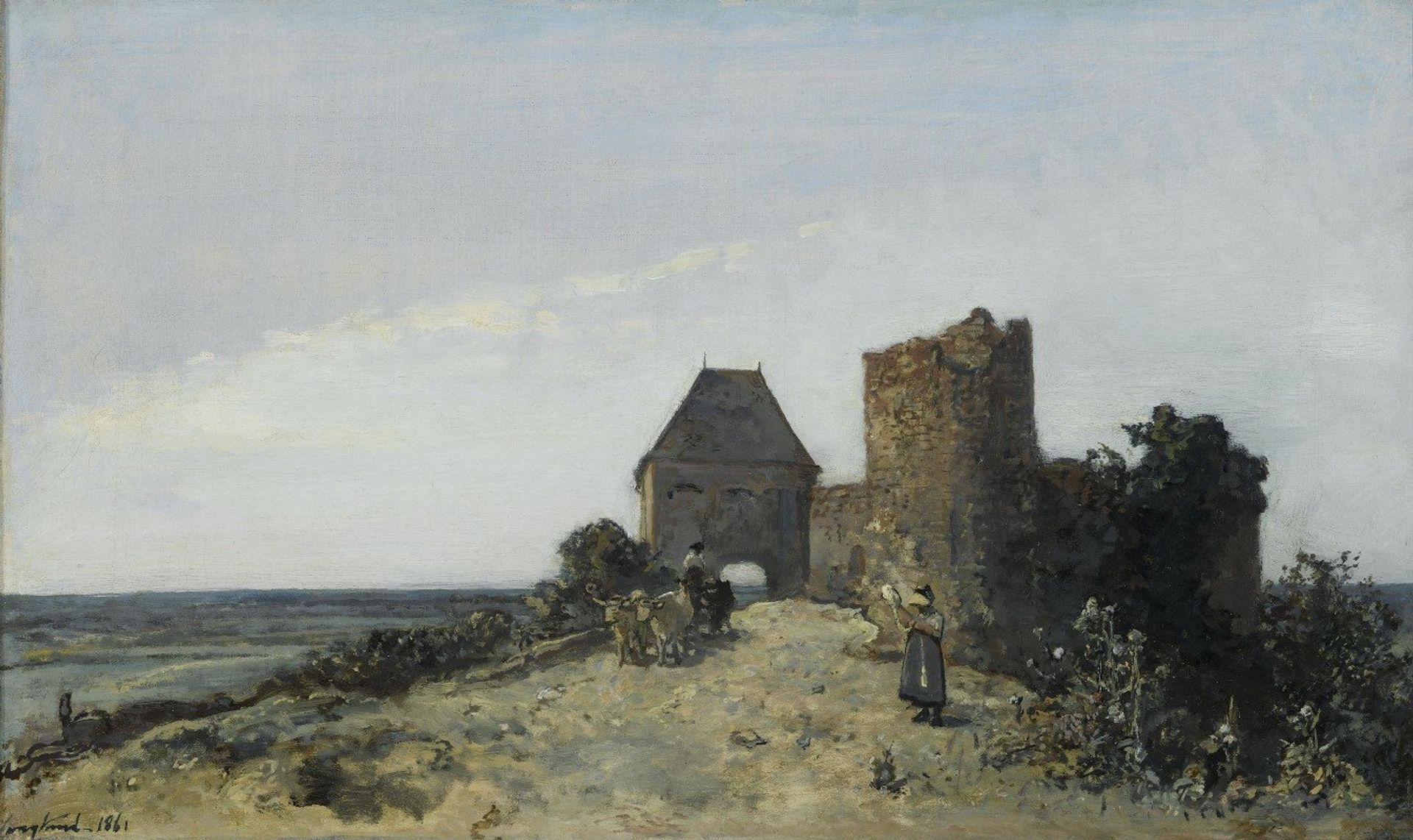Ruins of the Rosemont castle by Johan Barthold Jongkind