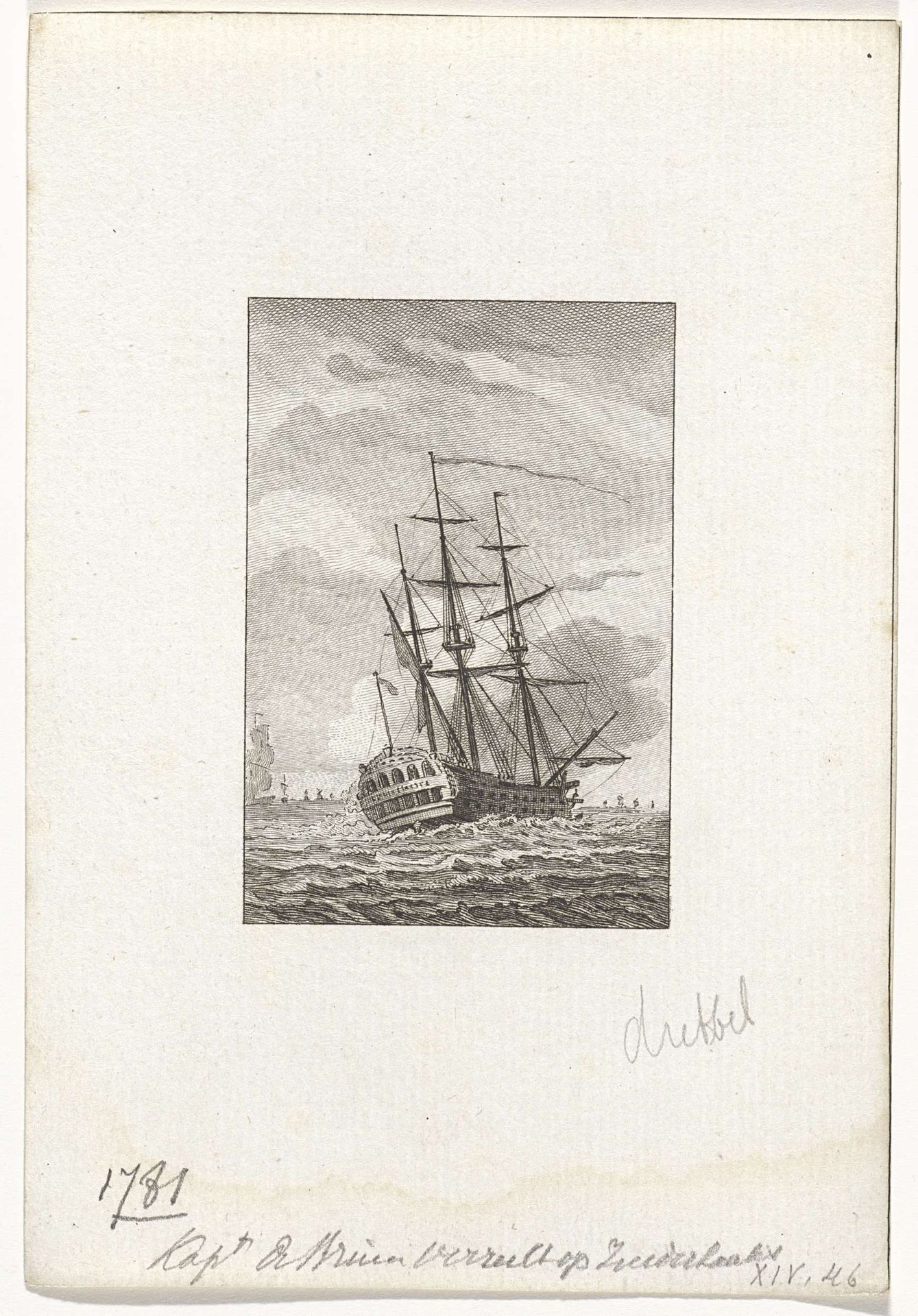 Verzeilen van het schip Prins Willem, 1781 by Reinier Vinkeles