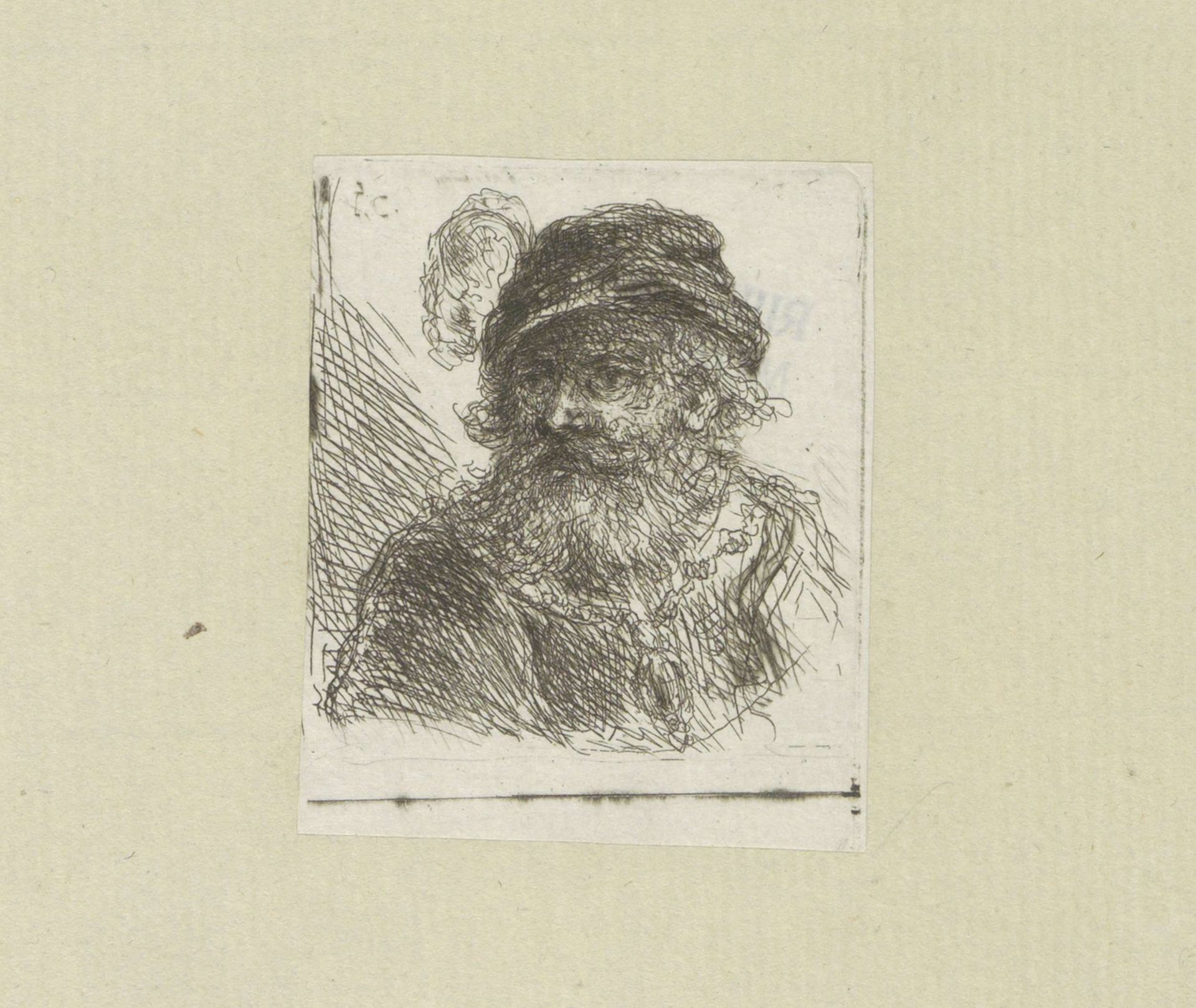 Bebaarde man met pluimhoed by Jan Chalon