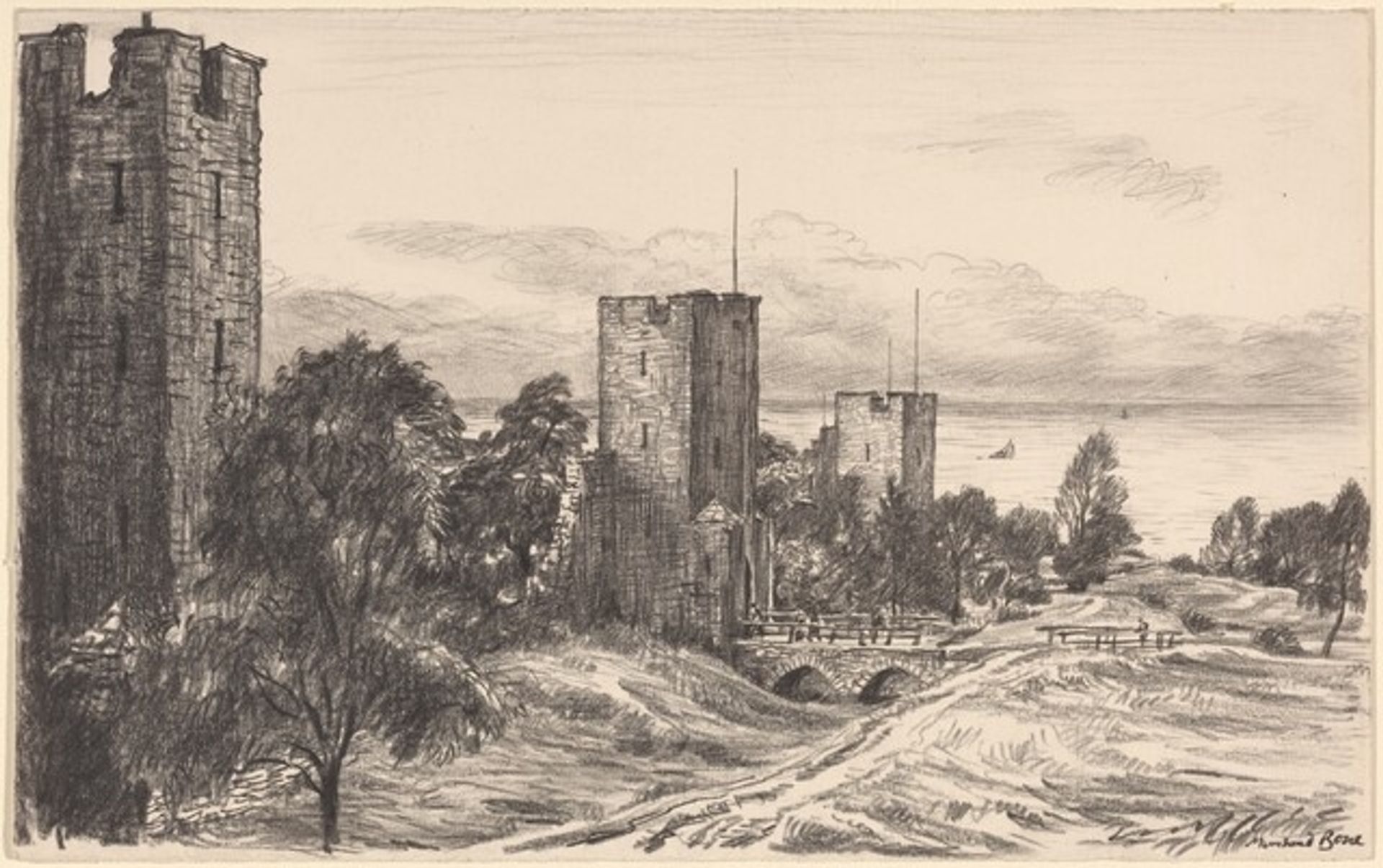 The Walls of Wisby, Gotland by Muirhead Bone