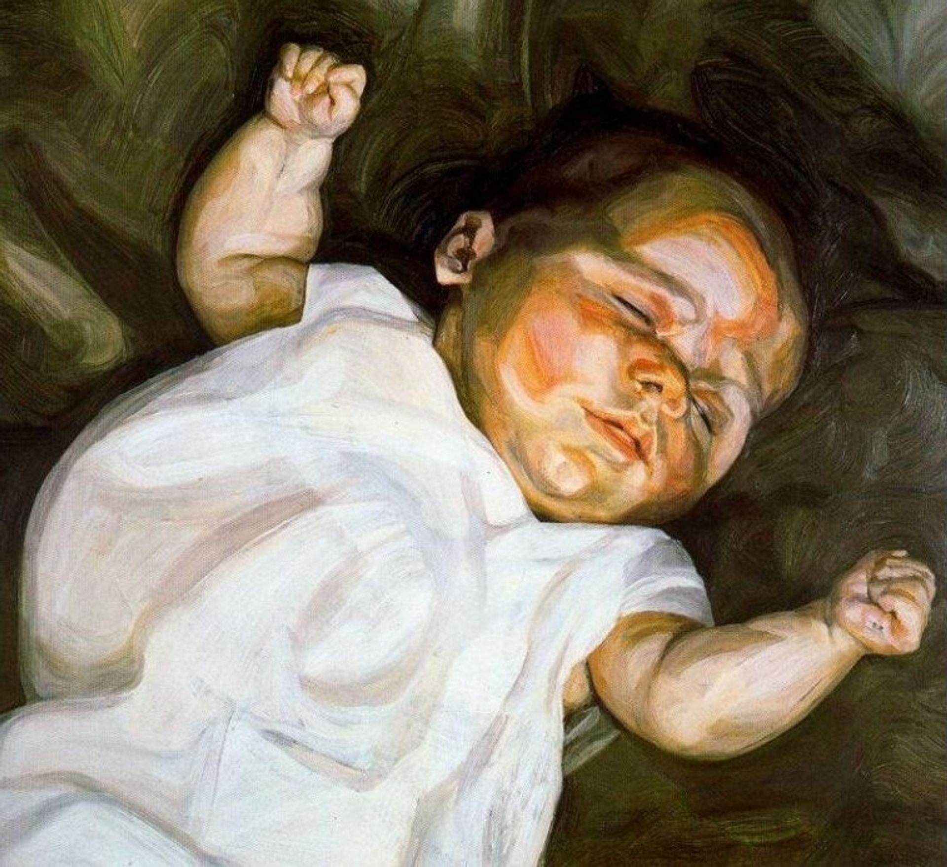 絵画 BABY BABY Baby on a Green Sofa - Lucian Freud | Artera