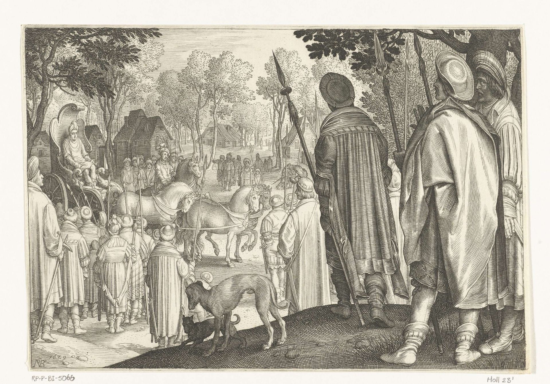 Triomftocht van Jozef in zegewagen van farao by Nicolaes de Bruyn
