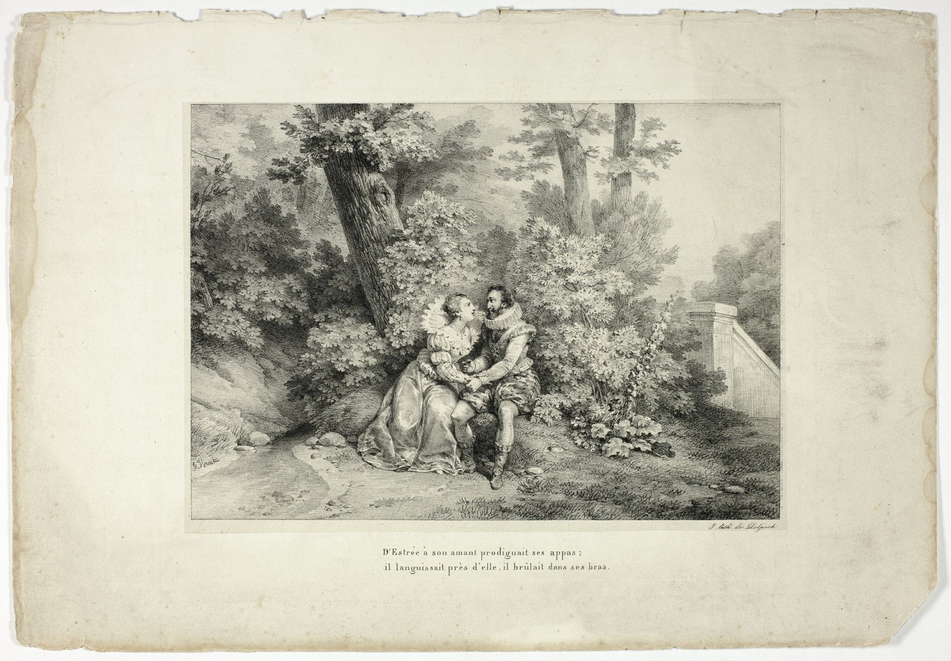 D'Estrée à son amant prodiguait ses appas... by Horace Vernet