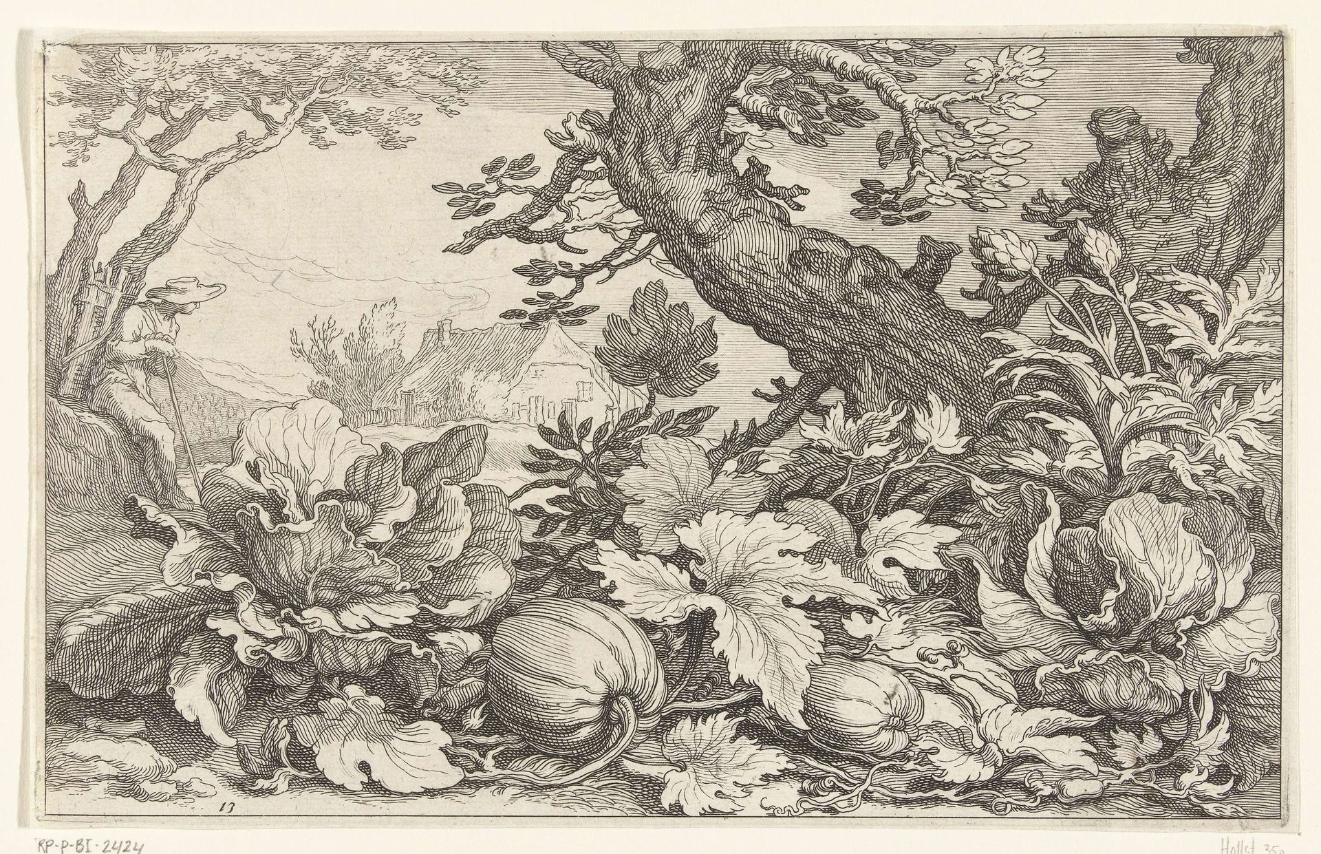 Landschap met pompoenen en kolen by Boëtius Adamsz. Bolswert